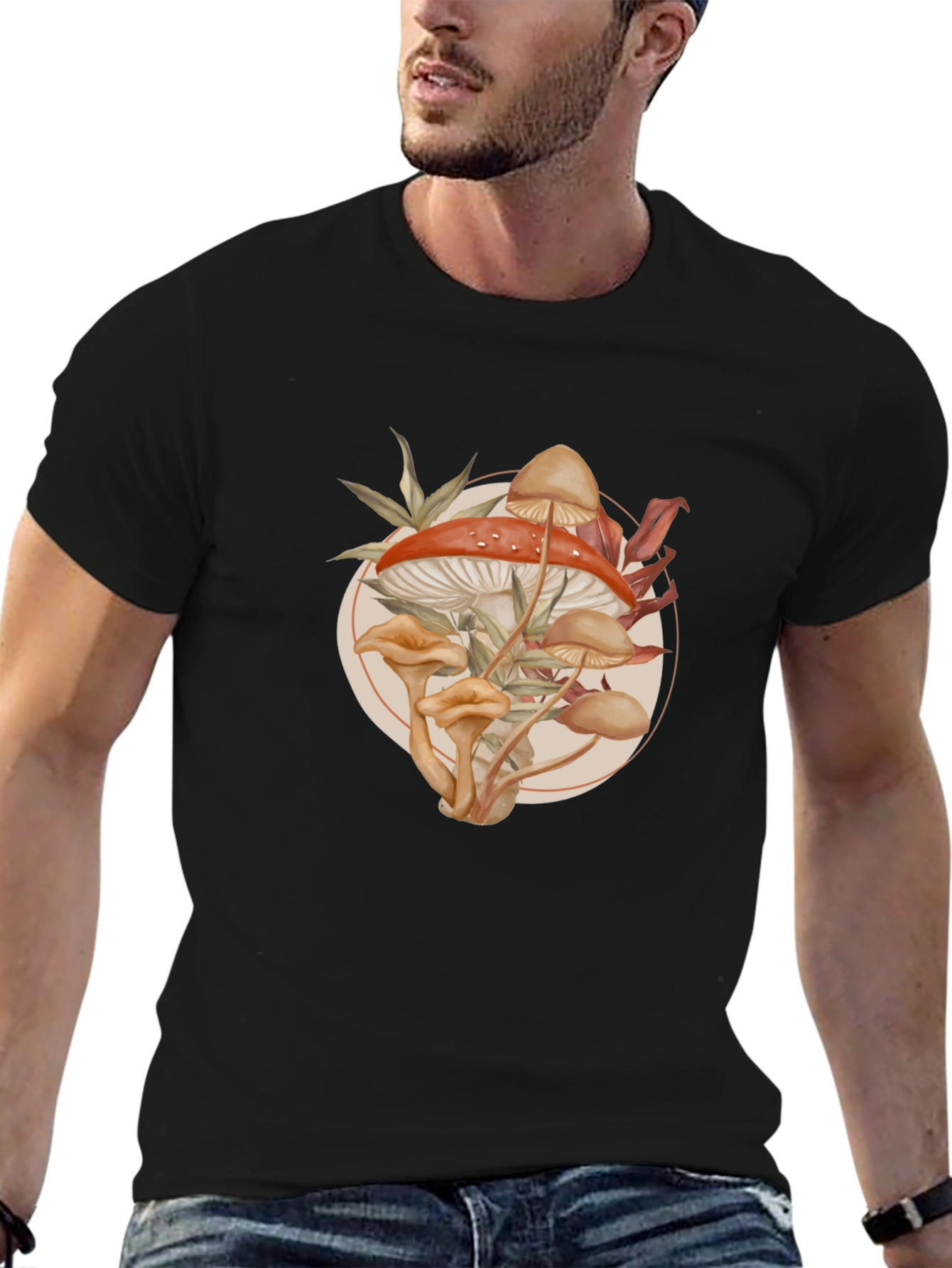 Mushroom Circle Graphic Tee - Nature Inspired Design