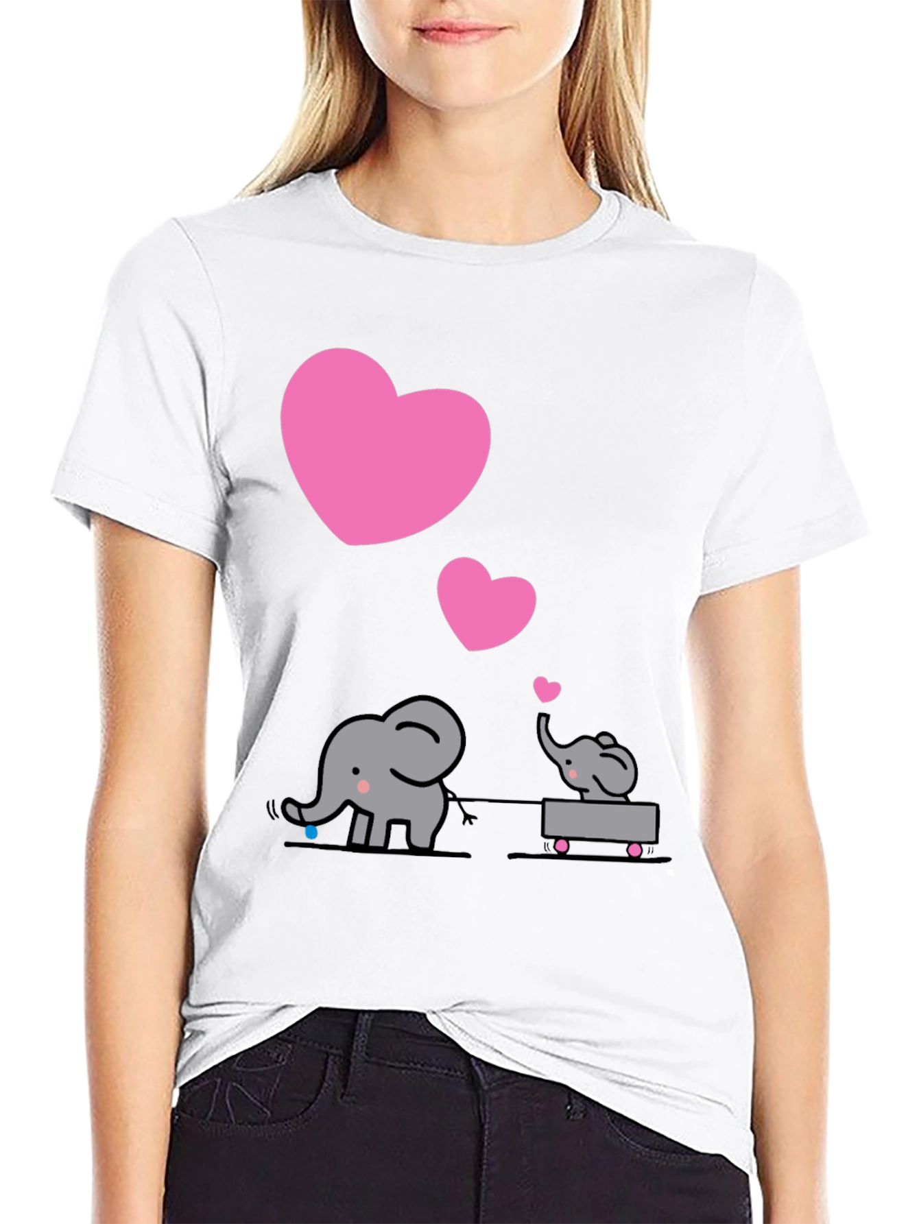 Elephant Love T-Shirt Cute Cartoon Design