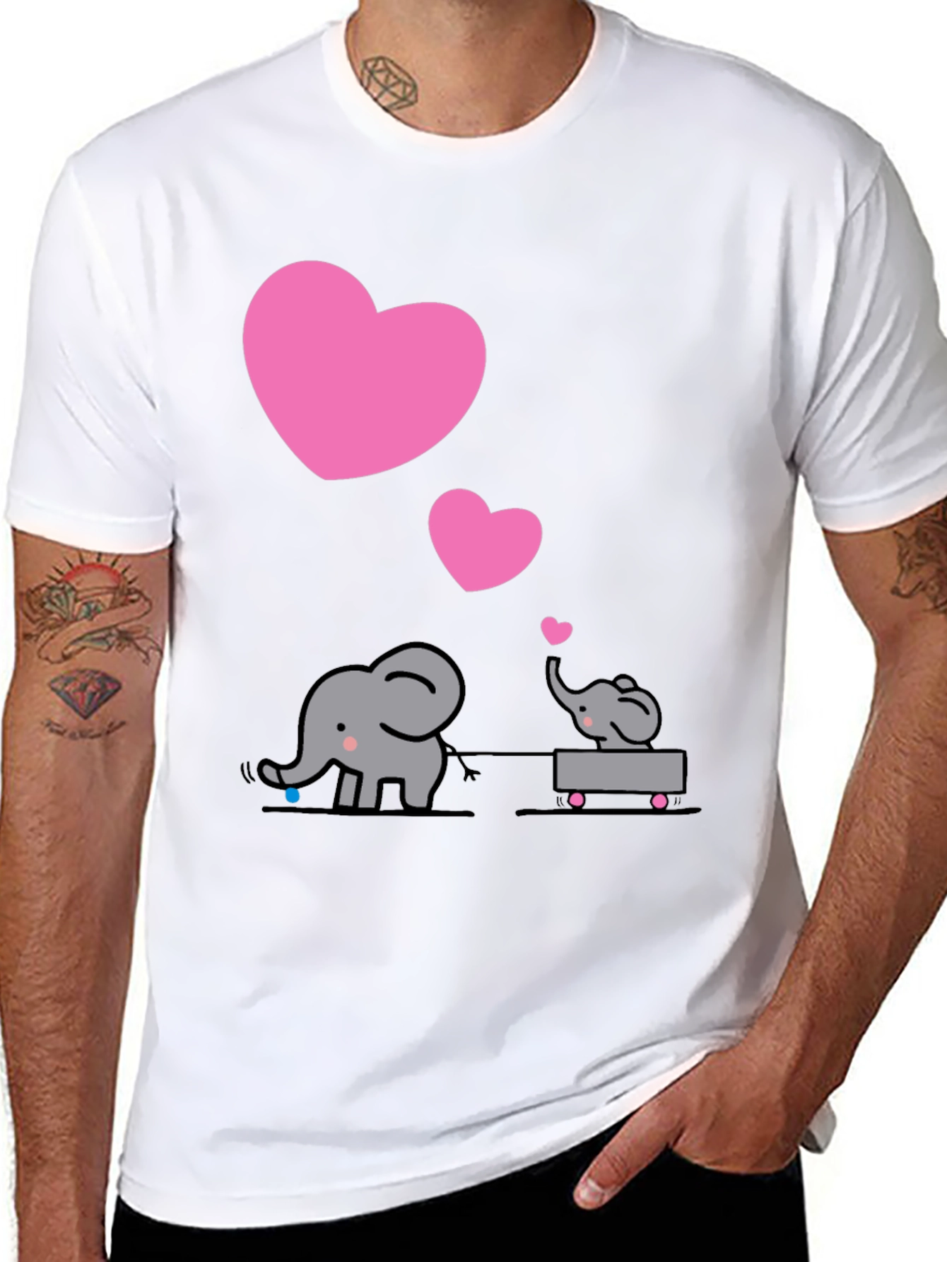 Elephant Love T-Shirt Cute Cartoon Design