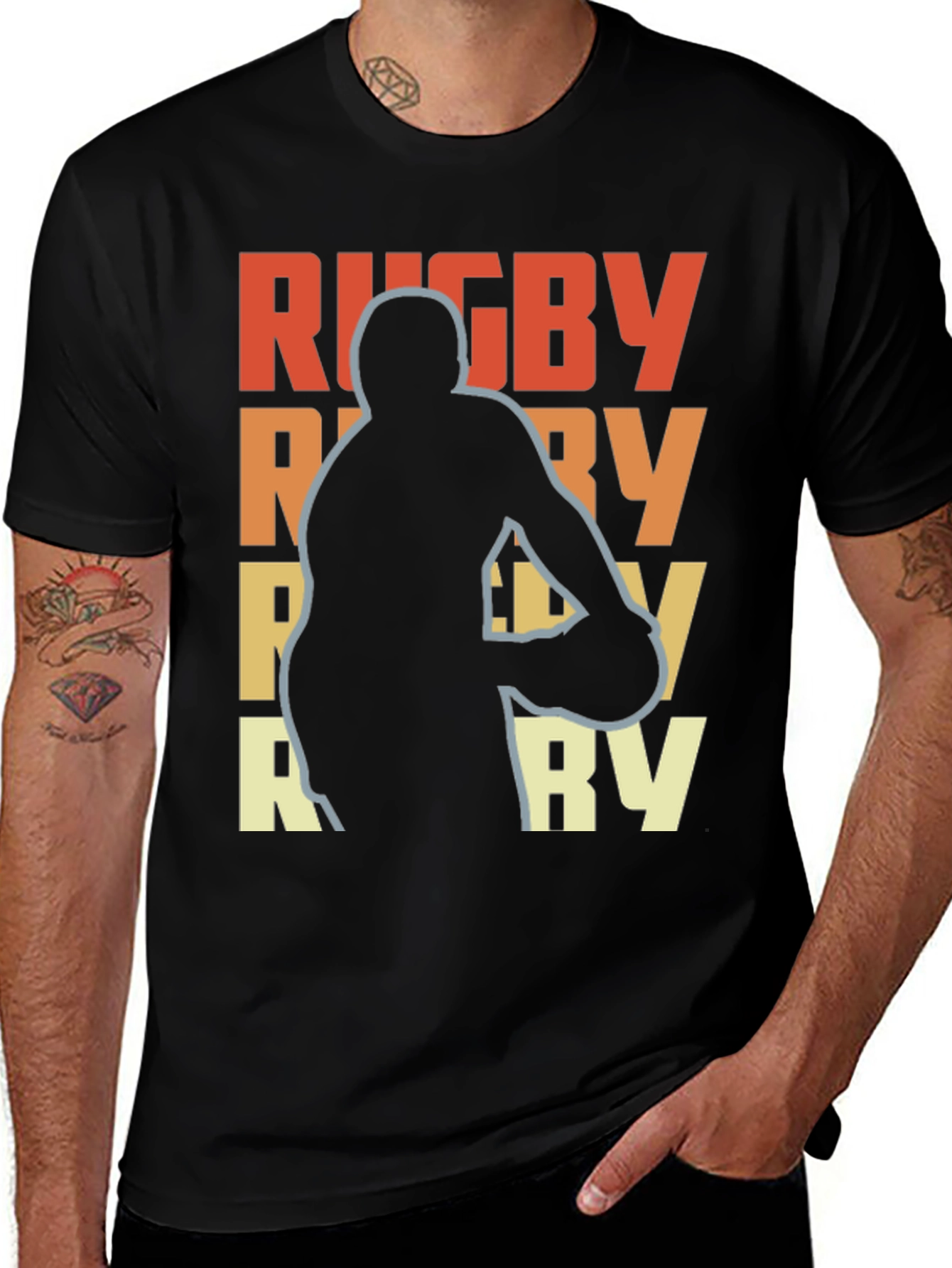 Rugby Player Graphic Tee - Retro Style T-Shirt