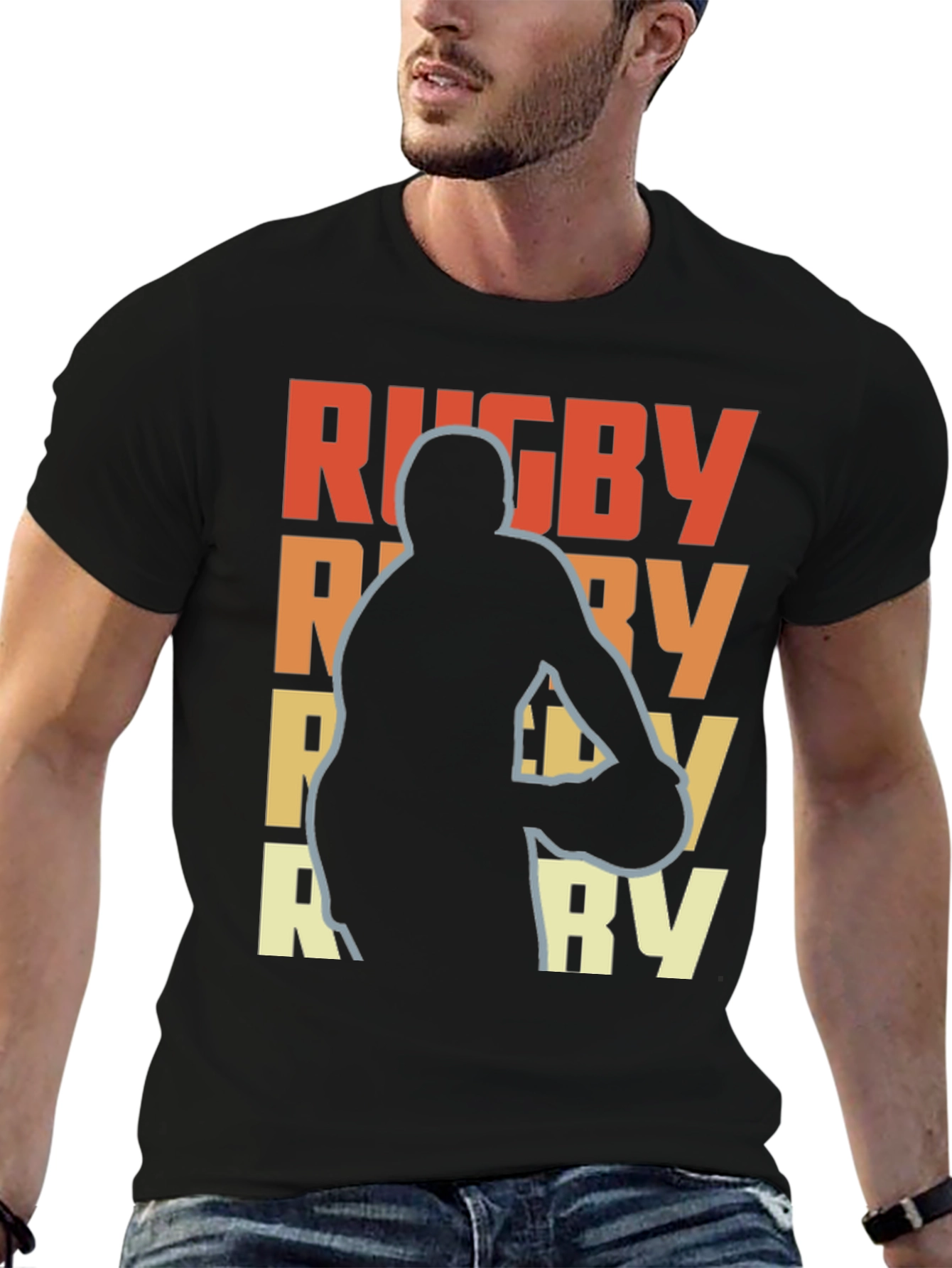 Rugby Player Graphic Tee - Retro Style T-Shirt