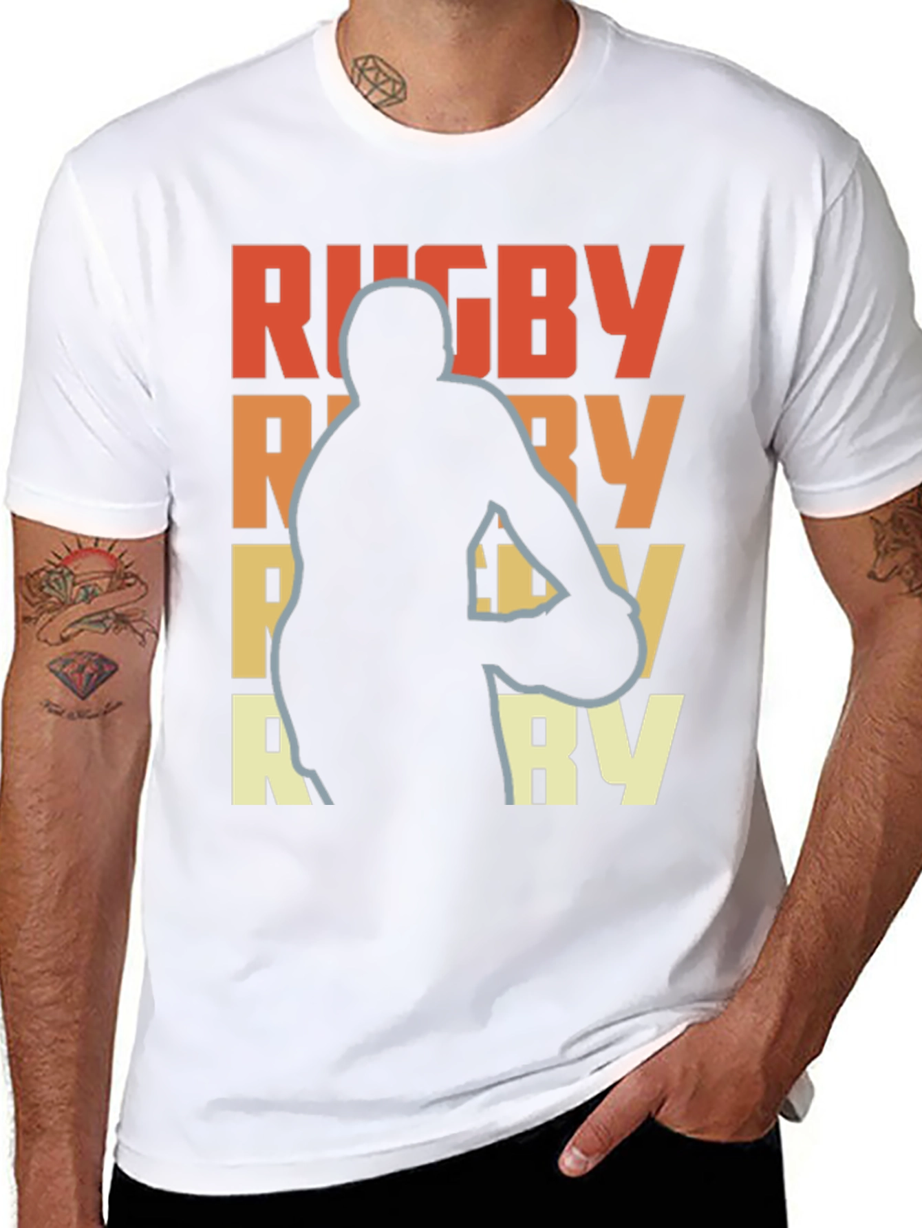 Rugby Player Graphic Tee - Retro Style T-Shirt