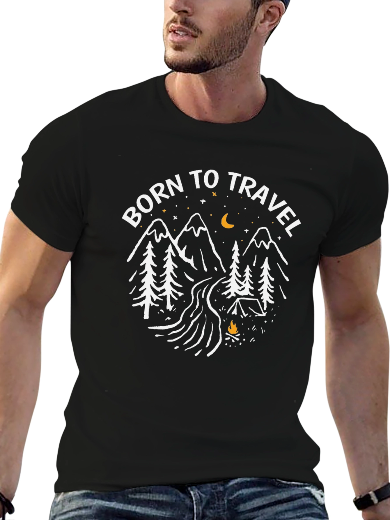 Born to Travel Black Graphic T-Shirt
