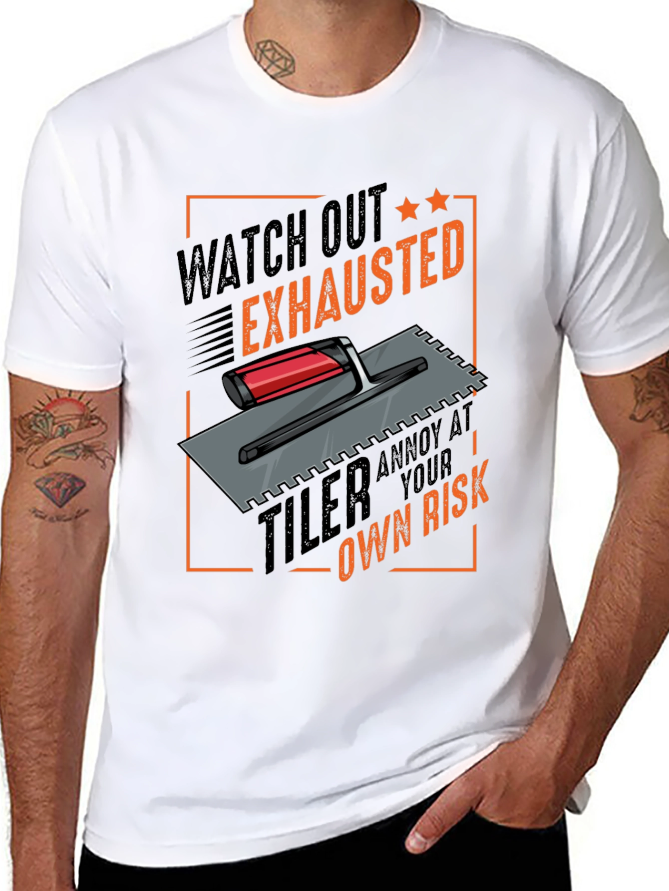 Exhausted Tiler Black T-Shirt