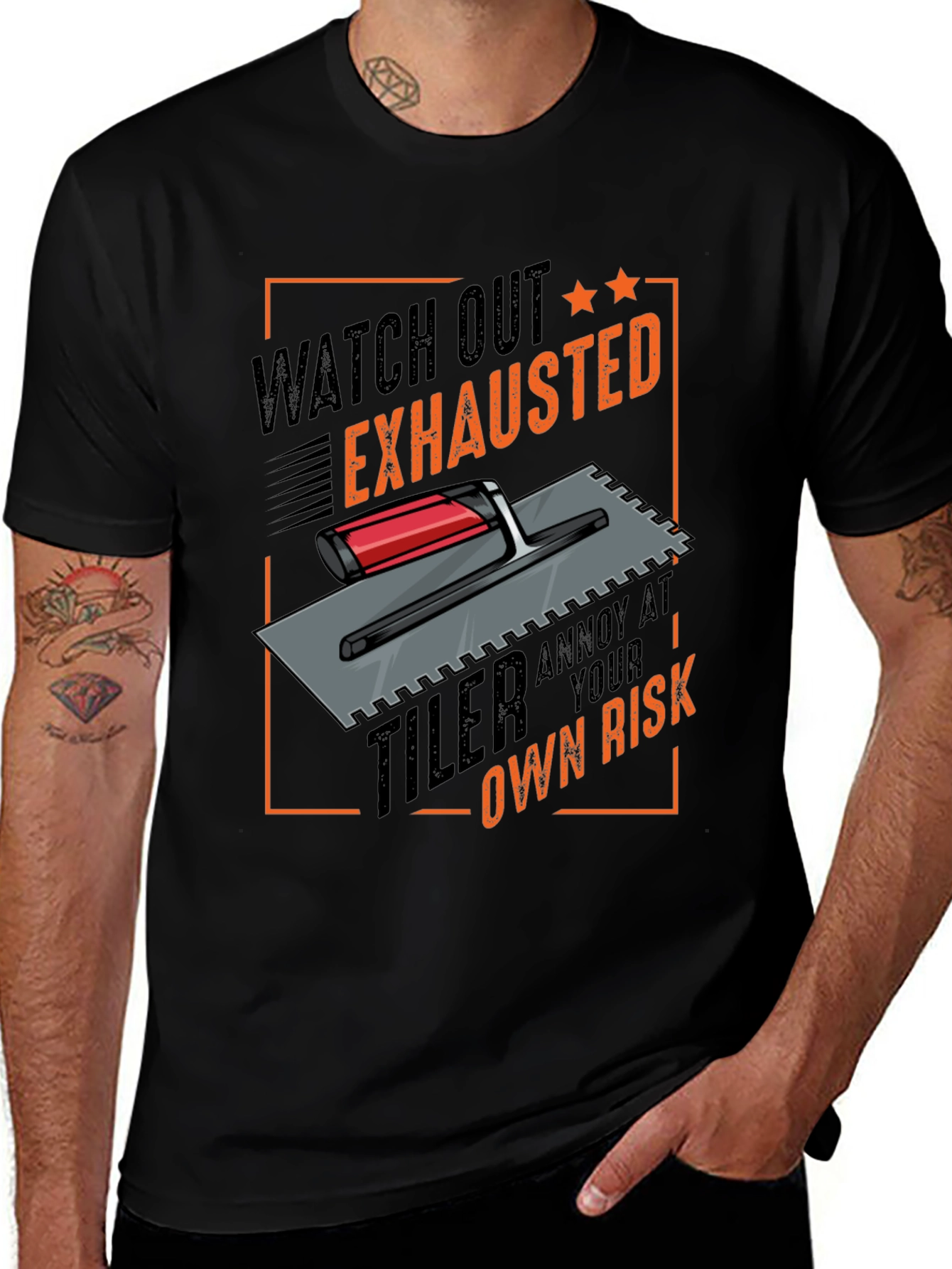 Exhausted Tiler Black T-Shirt