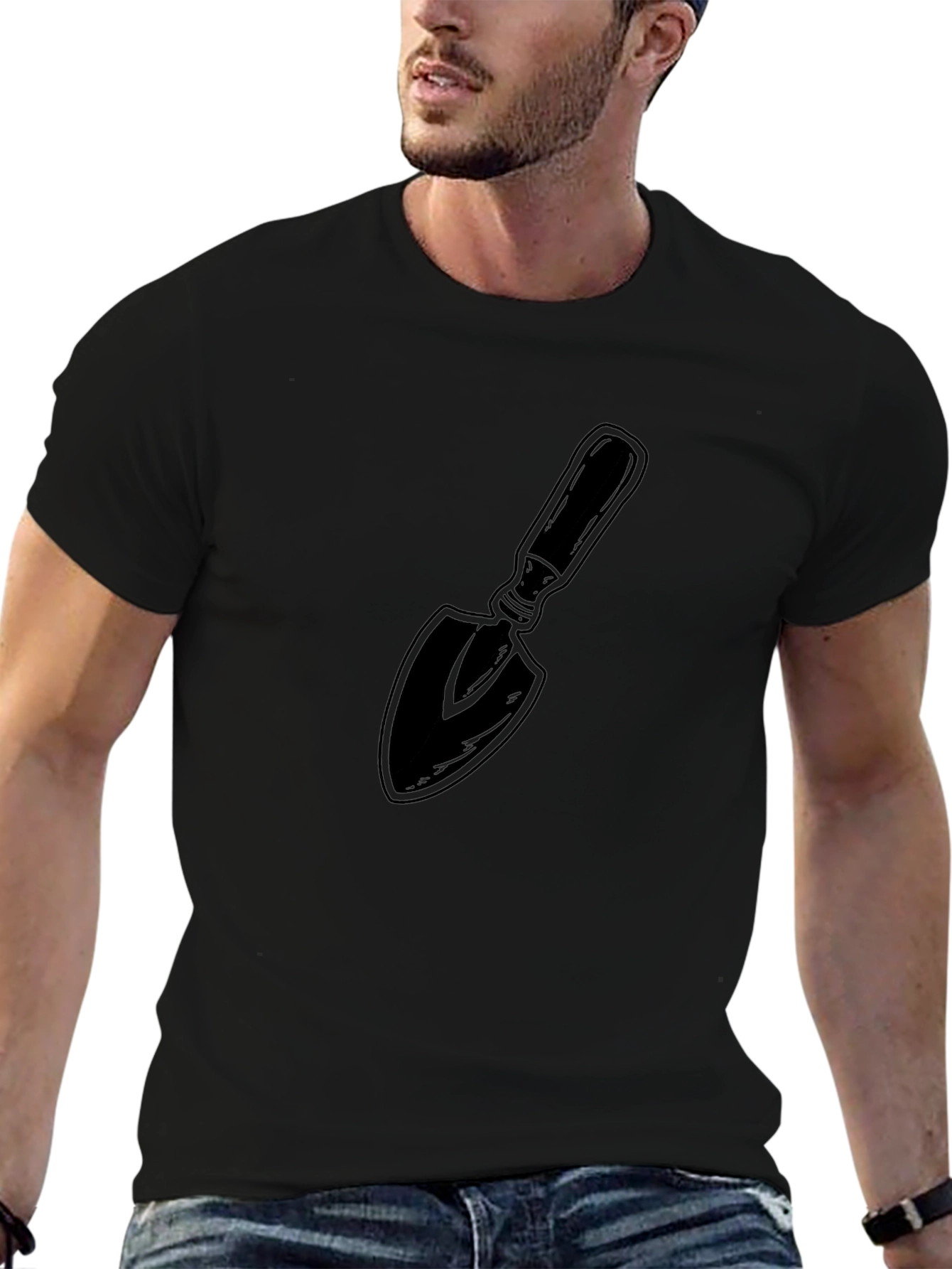 Gardening Trowel Graphic Tee - Black Cotton T-Shirt