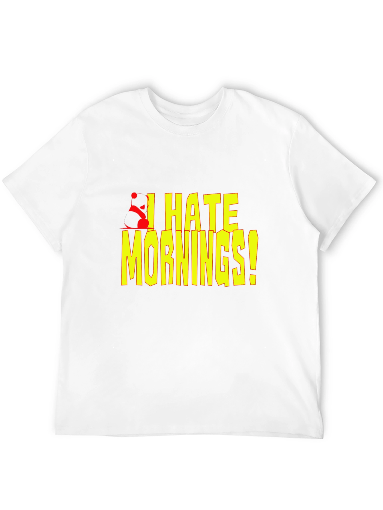I Hate Mornings! Black T-Shirt with Panda