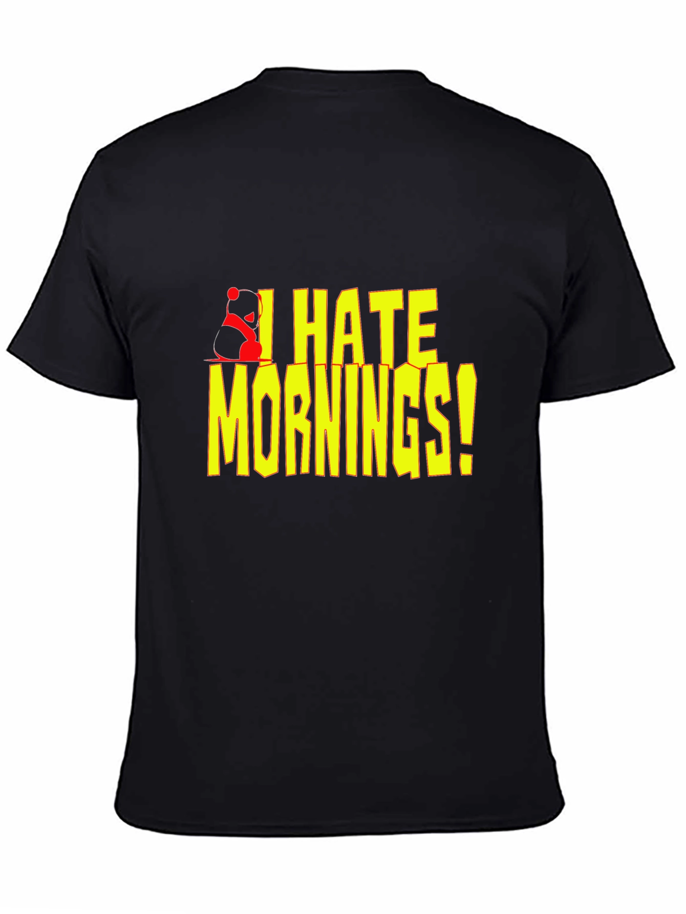 I Hate Mornings! Black T-Shirt with Panda
