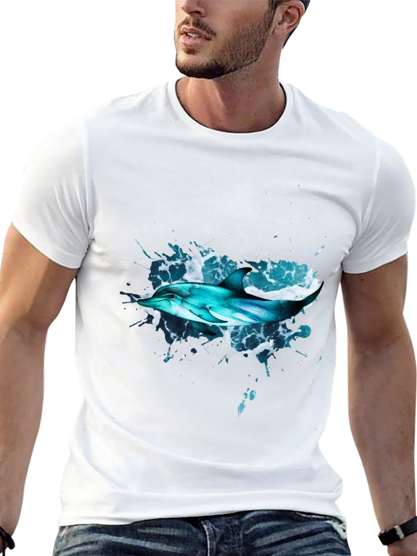 Dolphin Splash Black T-Shirt - Ocean Life Tee