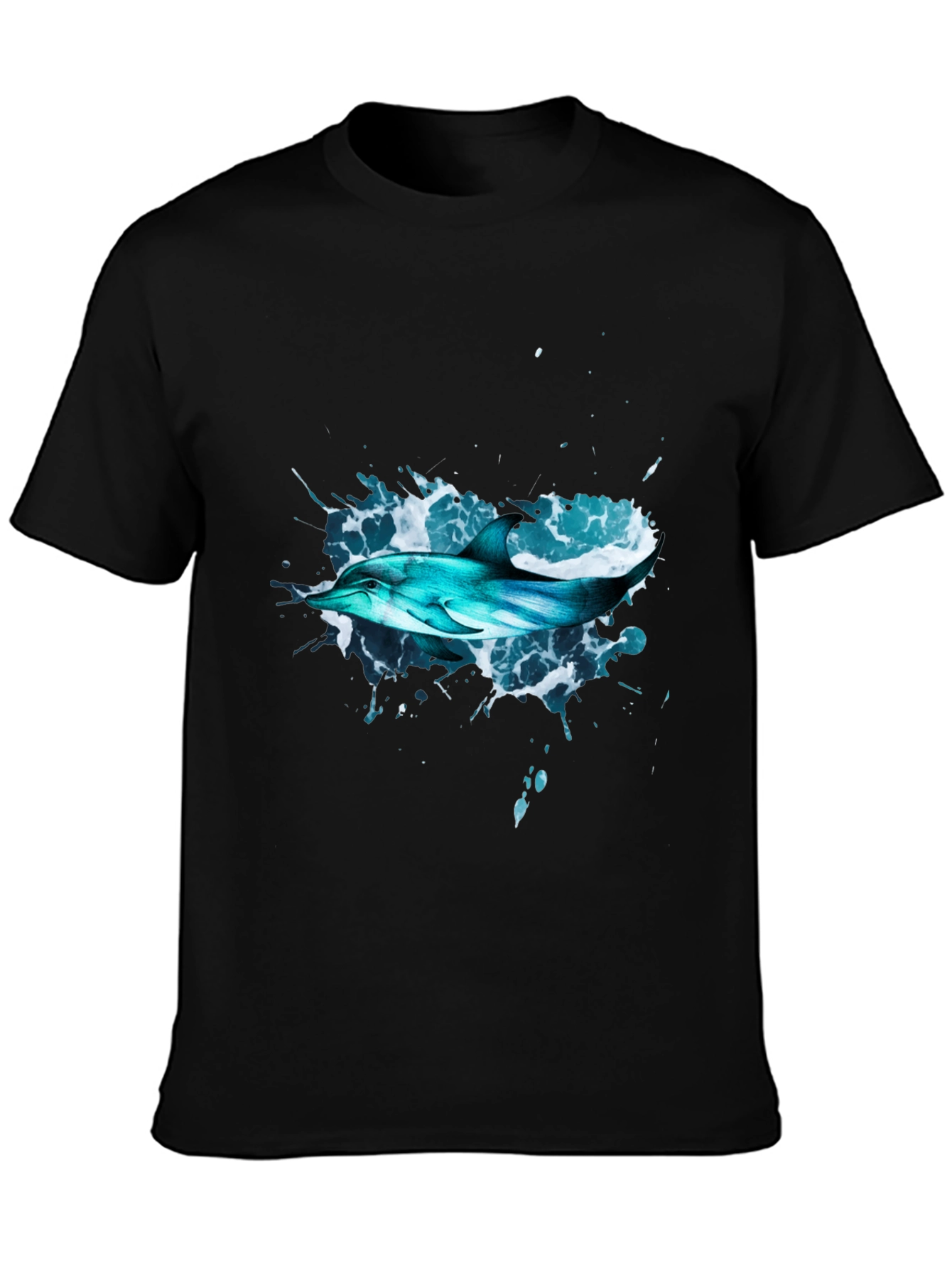 Dolphin Splash Black T-Shirt - Ocean Life Tee