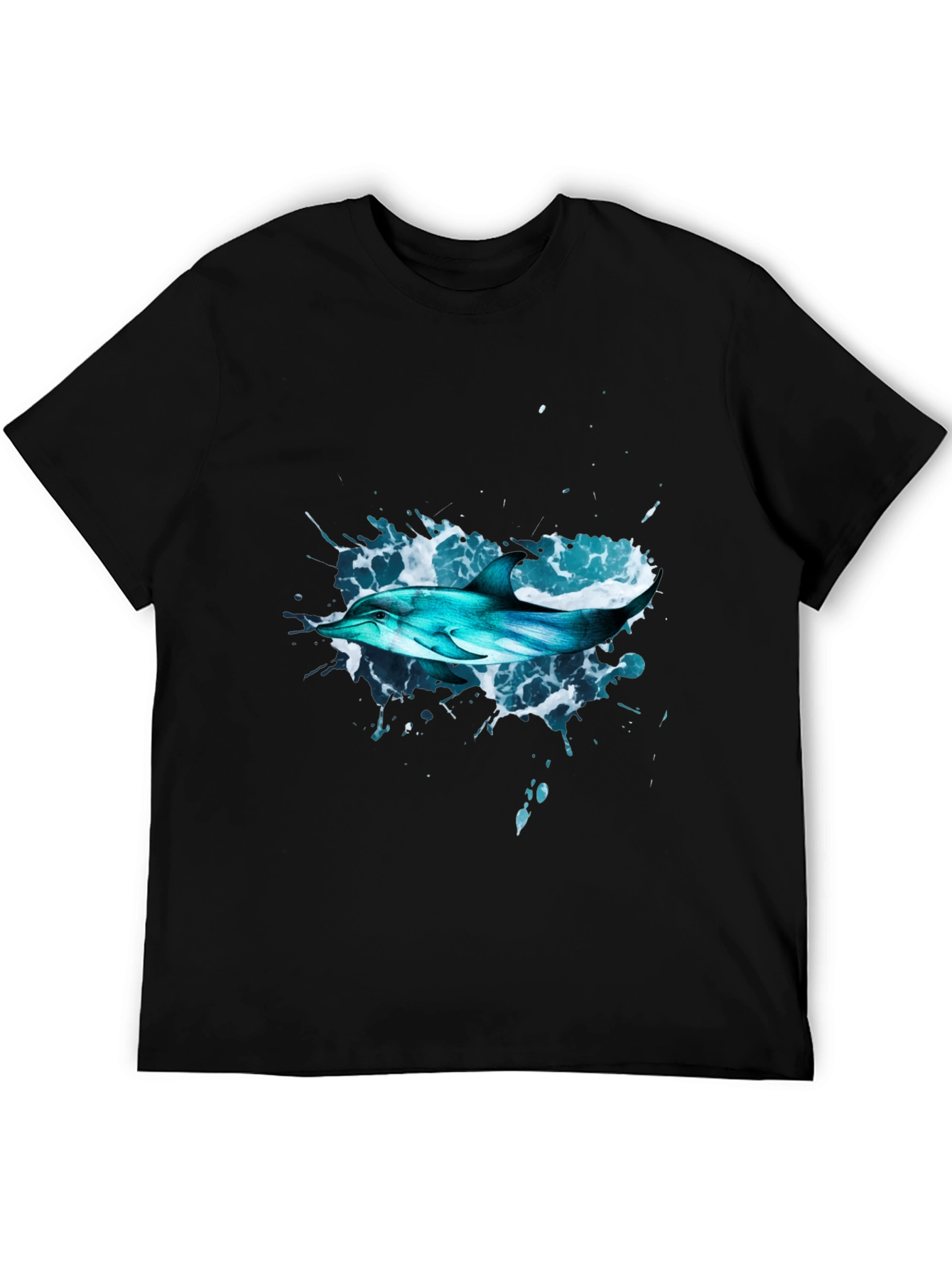 Dolphin Splash Black T-Shirt - Ocean Life Tee