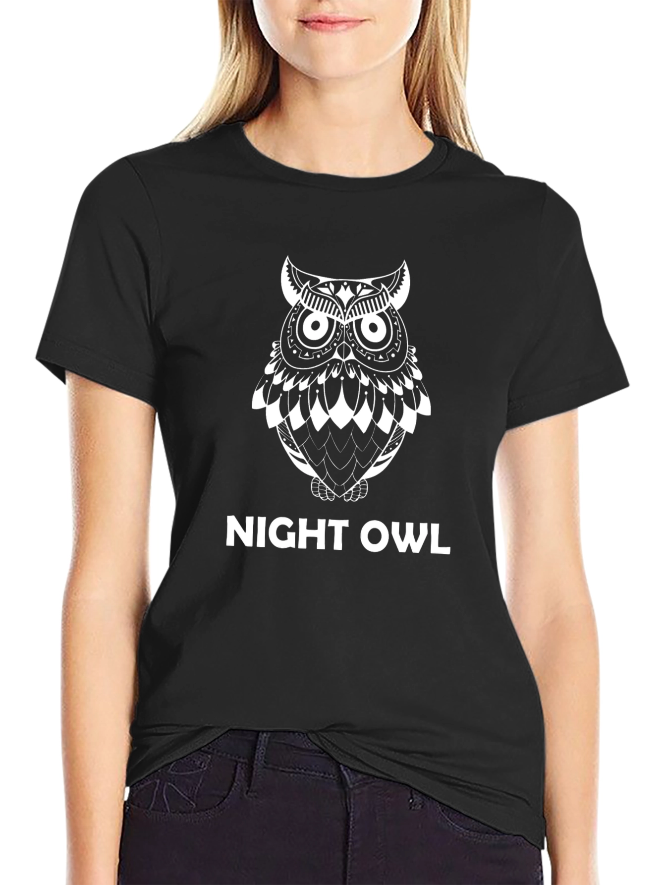 Night Owl Graphic Tee - Black Cotton Blend