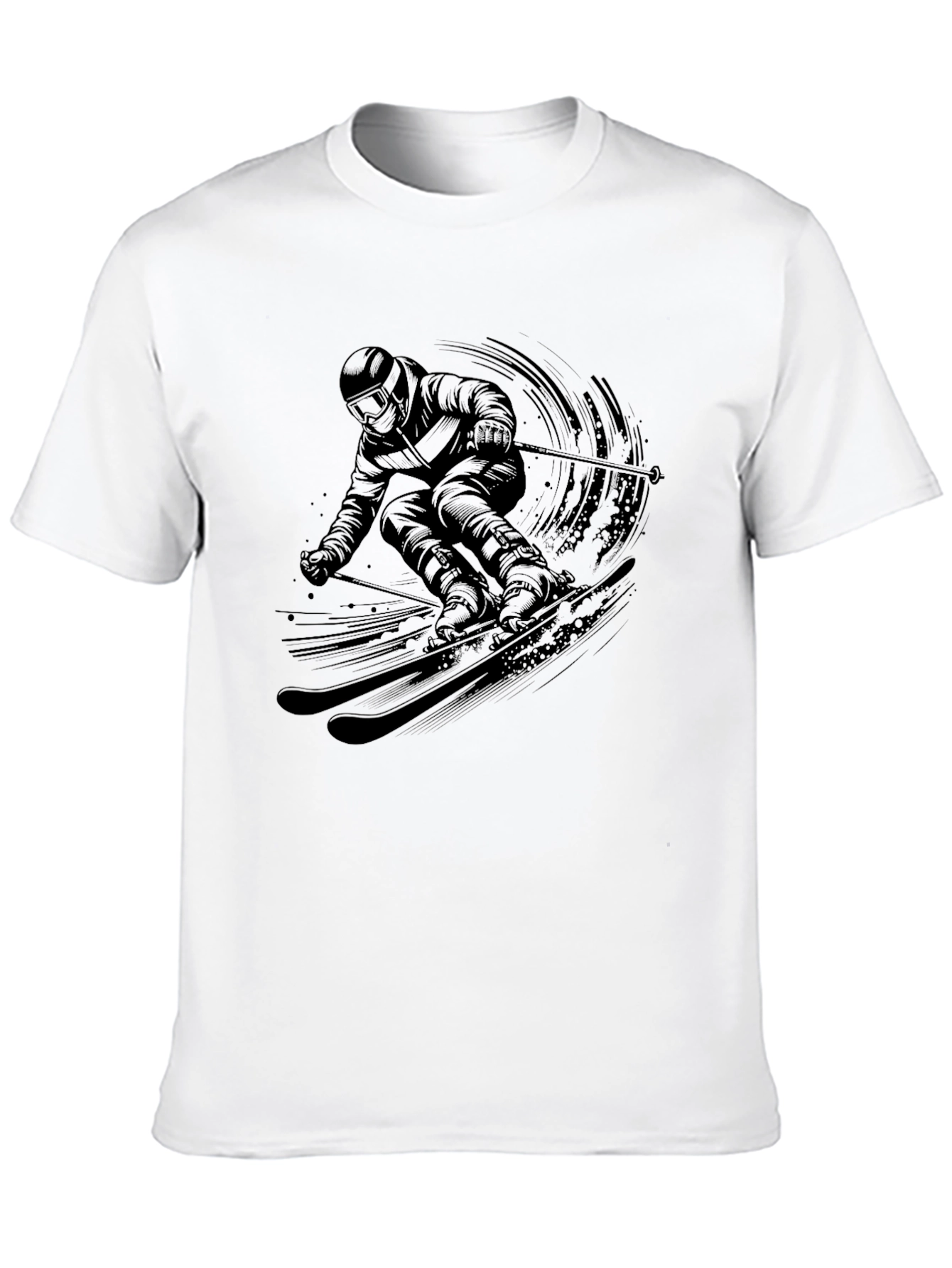Skiing Graphic Tee - Mens Black Short Sleeve