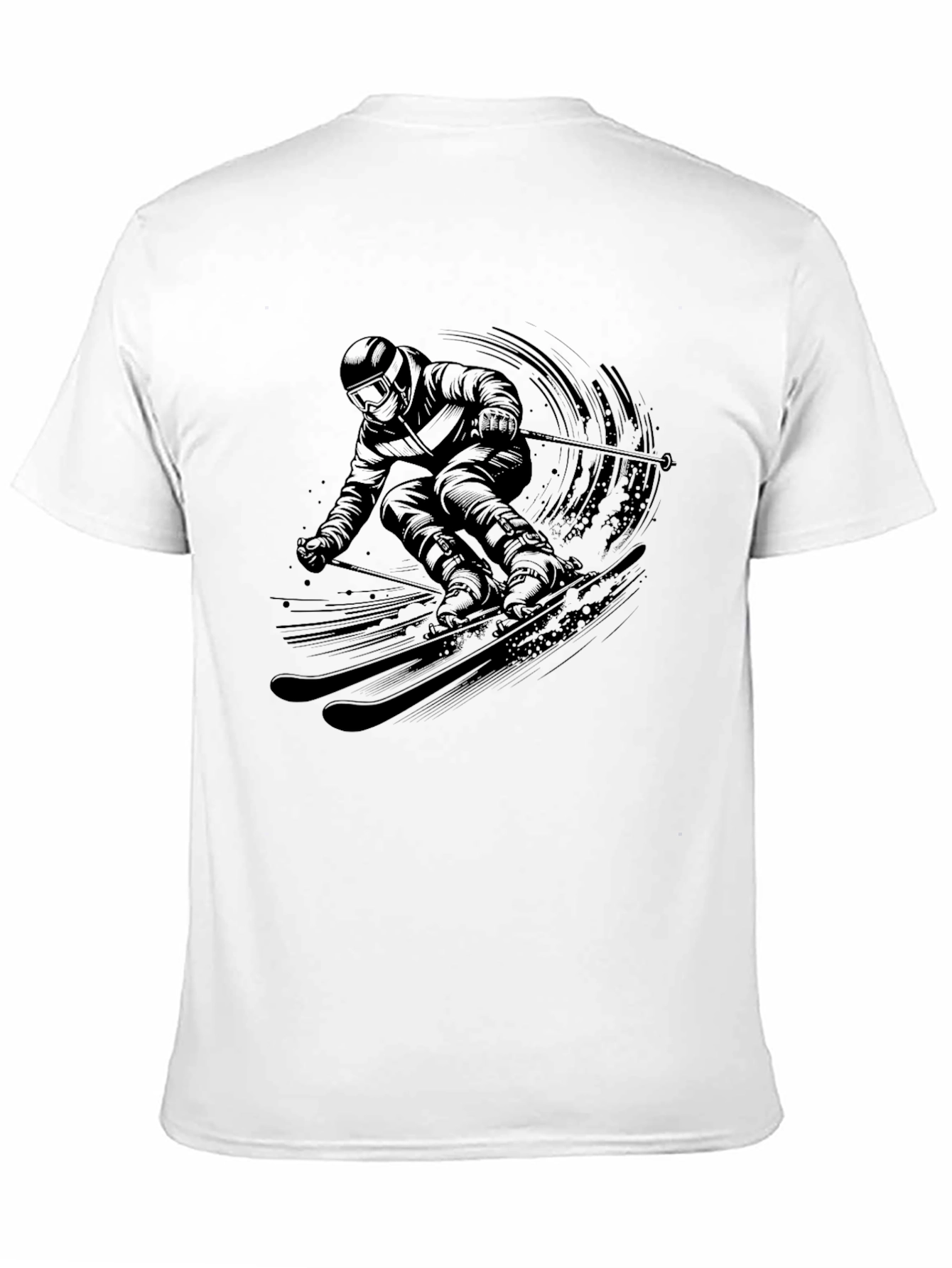 Skiing Graphic Tee - Mens Black Short Sleeve