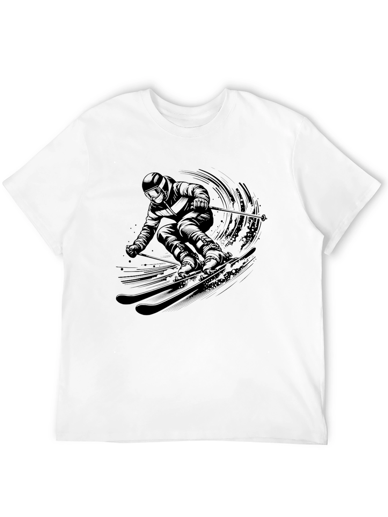 Skiing Graphic Tee - Mens Black Short Sleeve