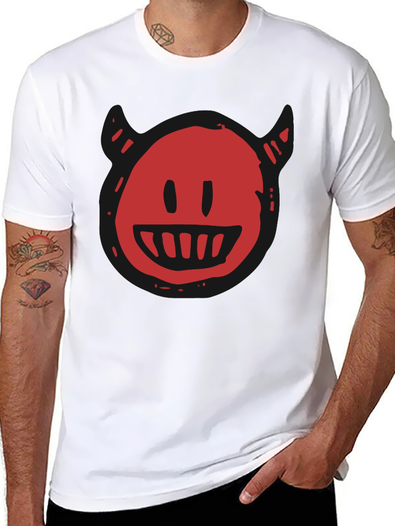 Devil Smiley Graphic T-Shirt - Mens