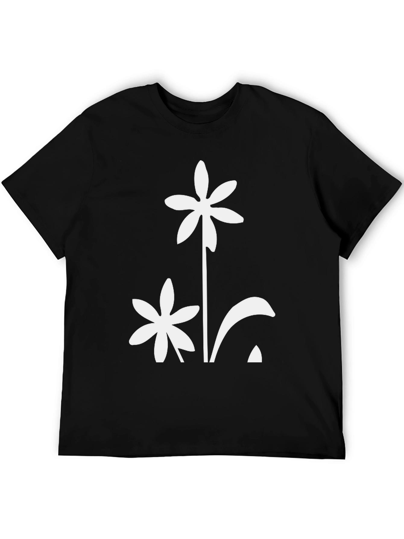 Black Floral Graphic T-Shirt - Modern Style