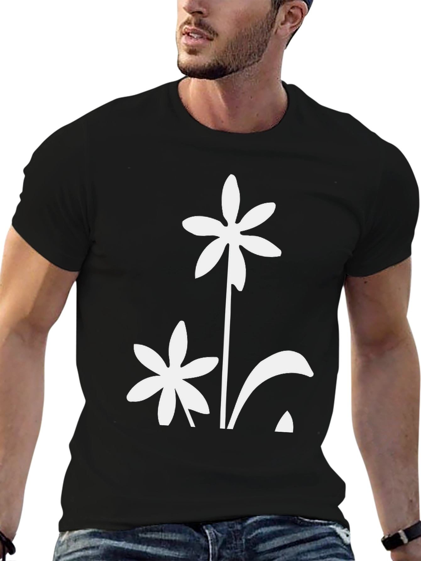 Black Floral Graphic T-Shirt - Modern Style