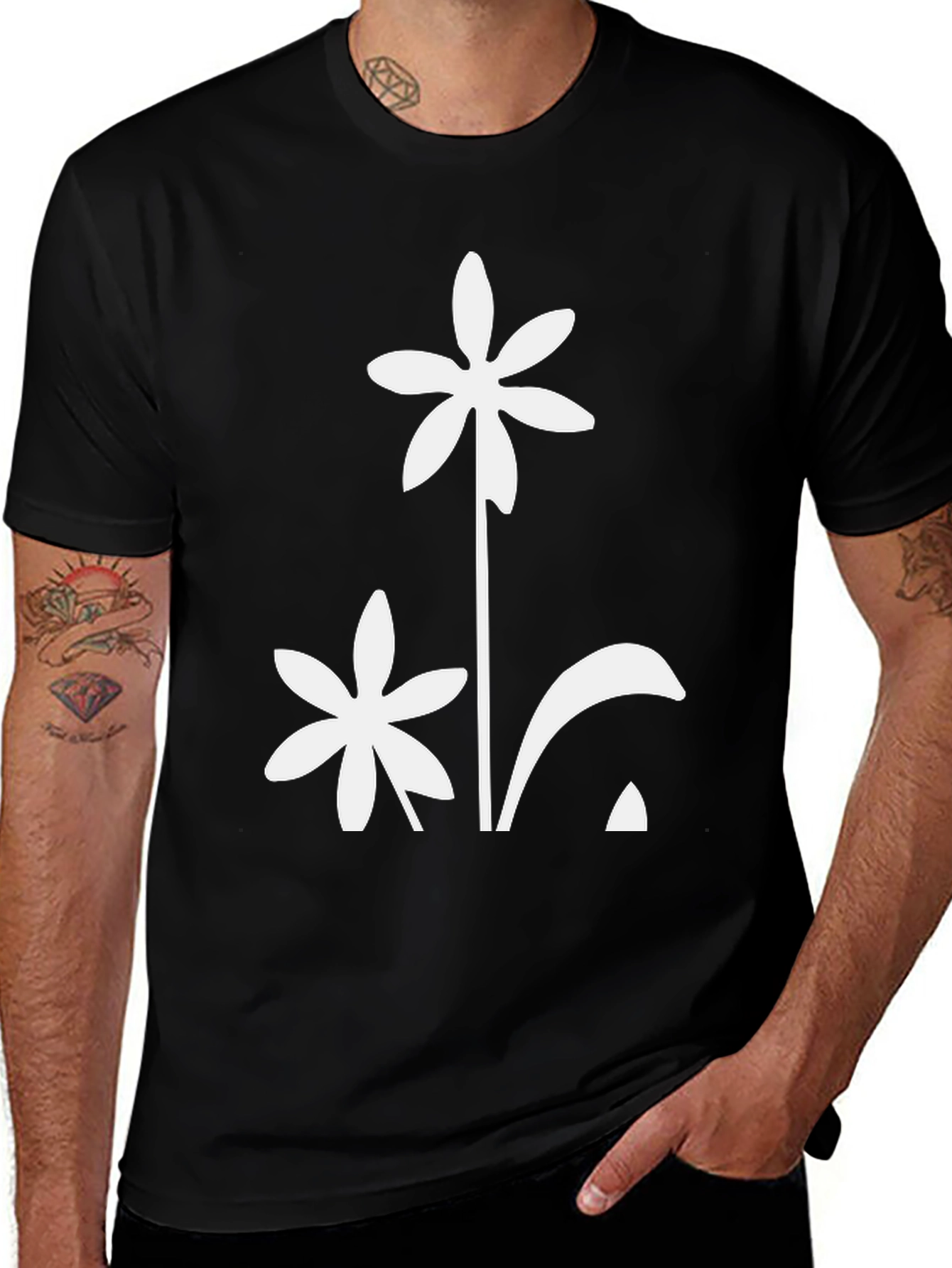 Black Floral Graphic T-Shirt - Modern Style
