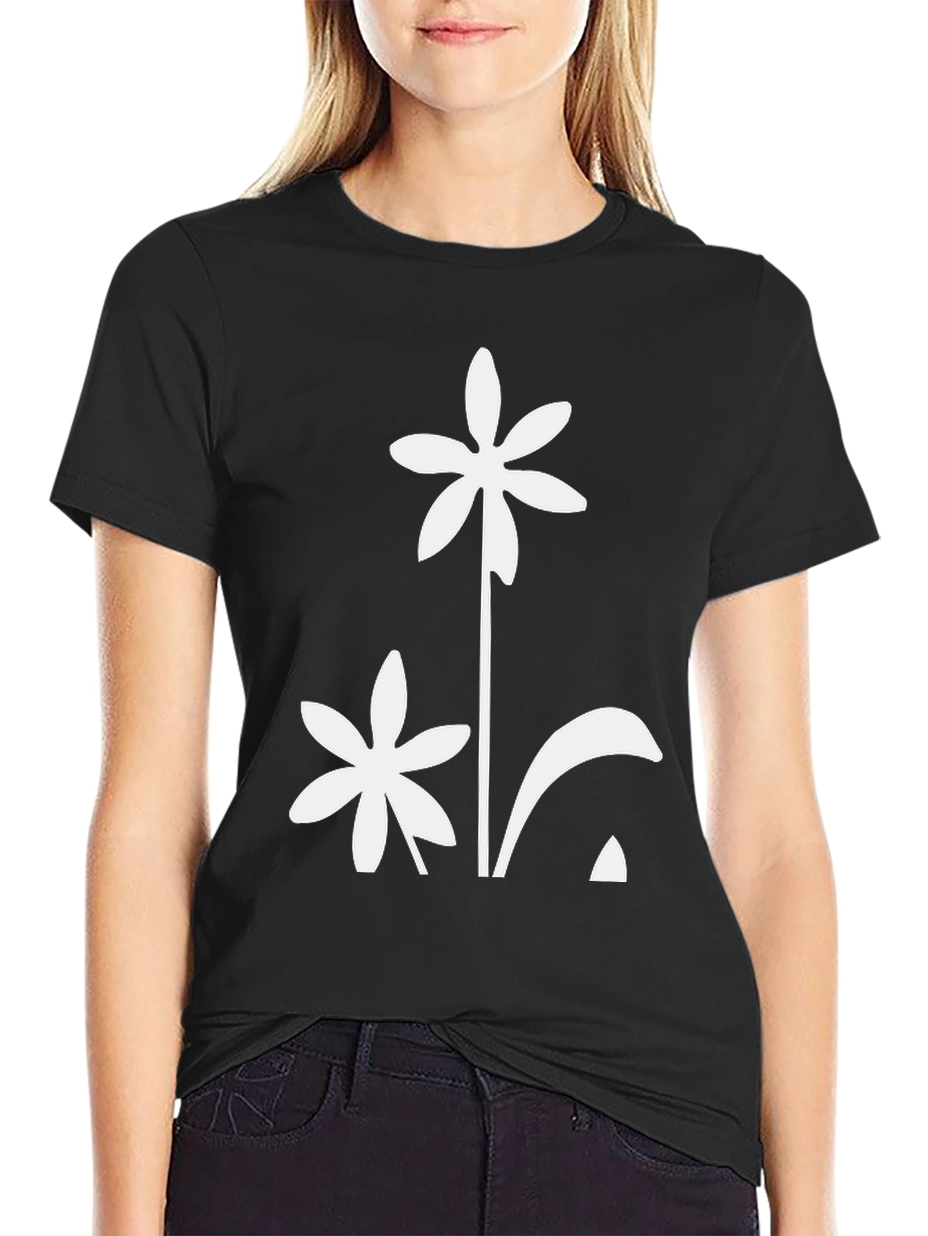 Black Floral Graphic T-Shirt - Modern Style