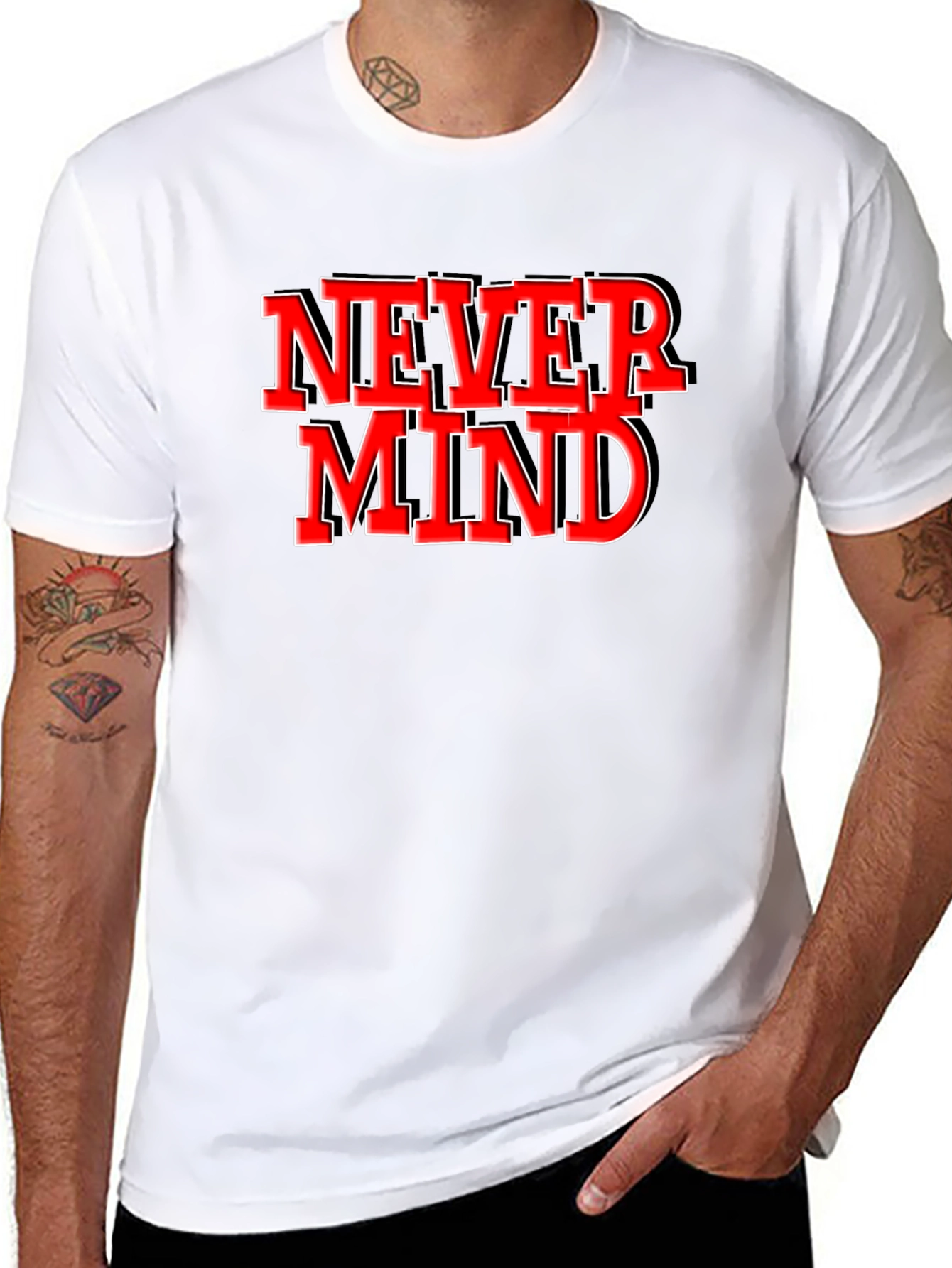 Never Mind Graphic Tee - Black Crew Neck T-Shirt