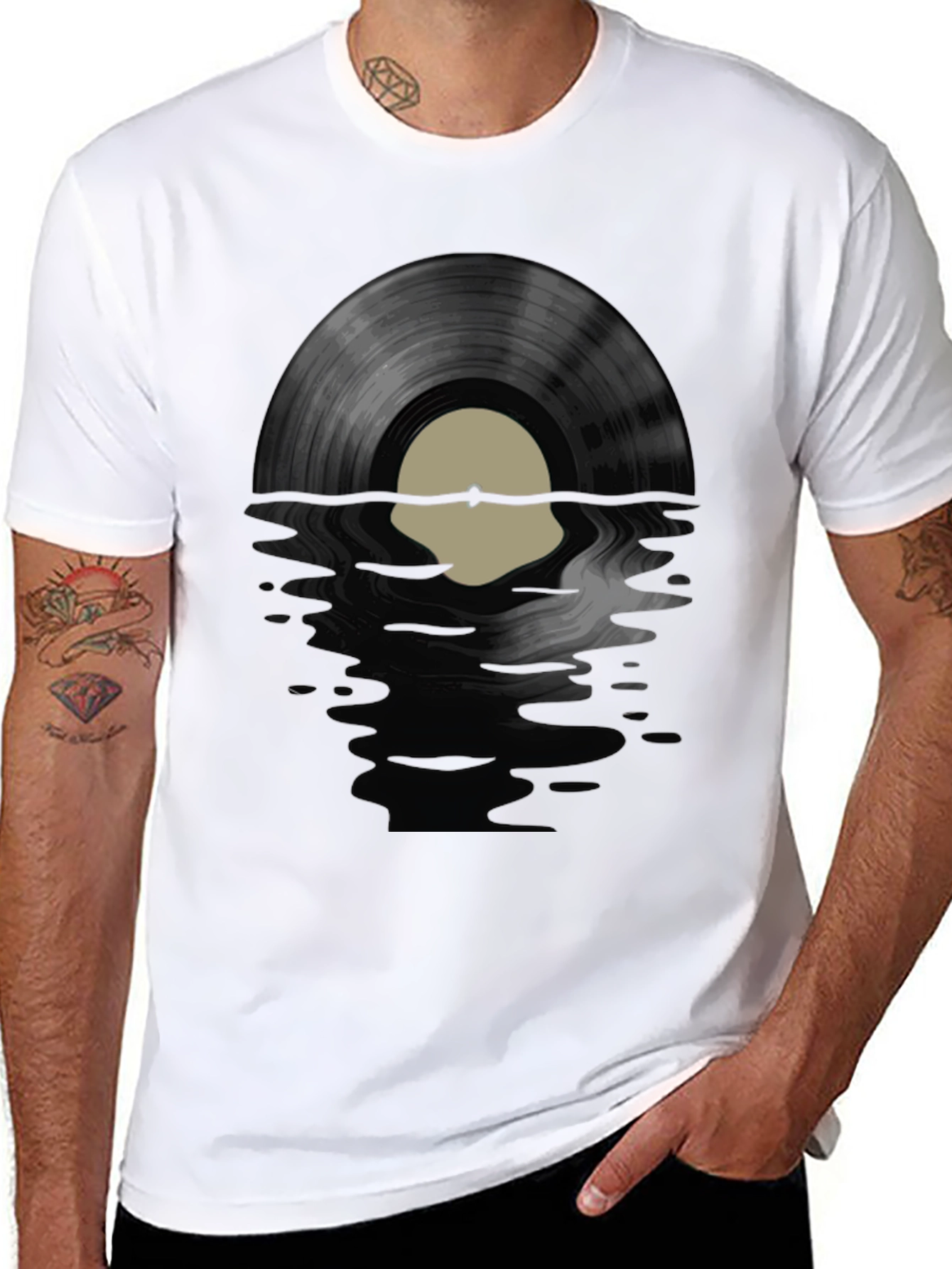 Vinyl Record Graphic Tee - Black
