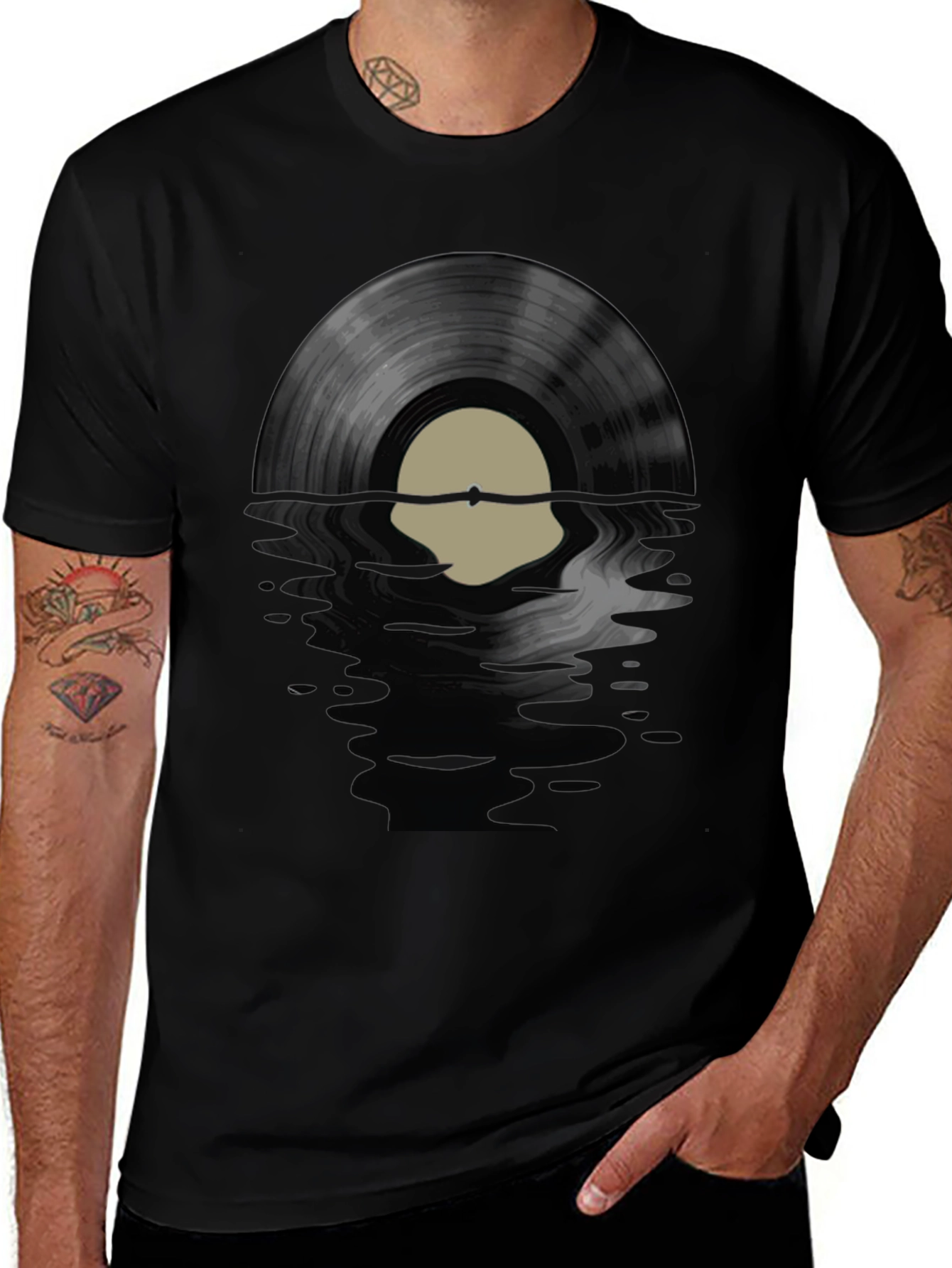 Vinyl Record Graphic Tee - Black