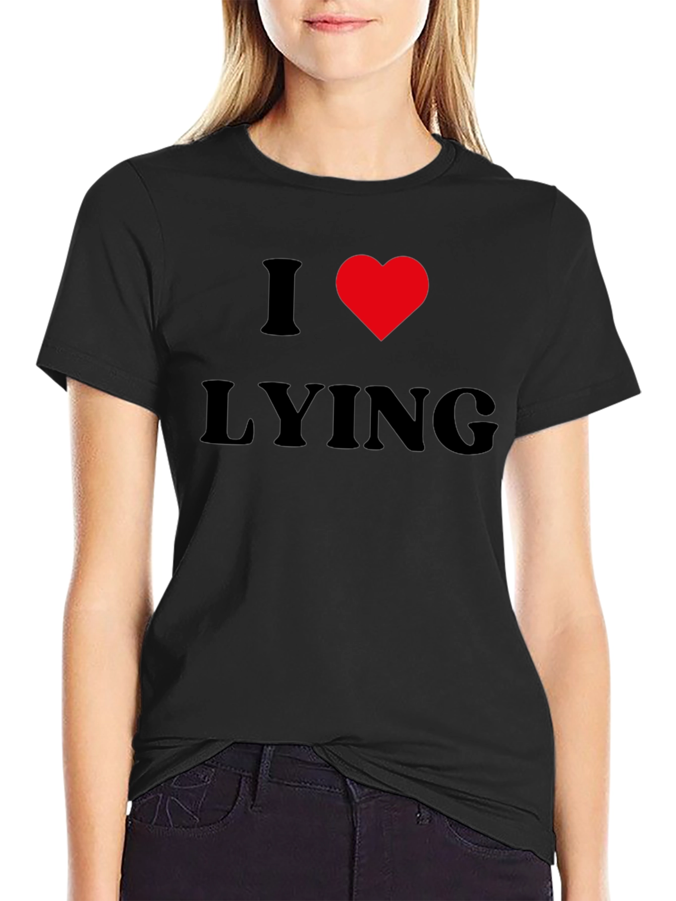 I Heart Lying Graphic Tee - Black Casual T-Shirt