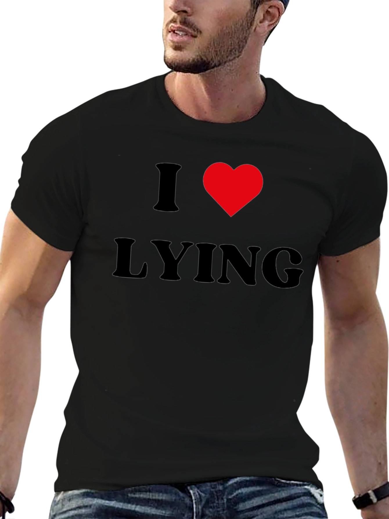 I Heart Lying Graphic Tee - Black Casual T-Shirt