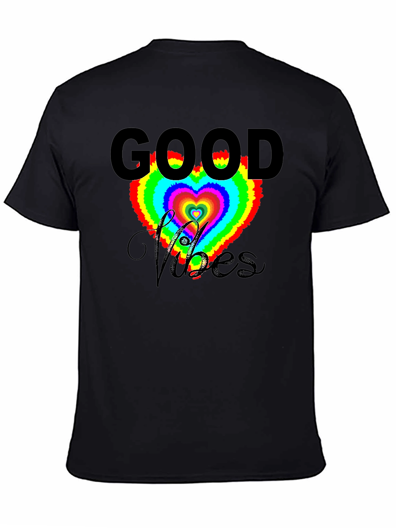 Good Vibes Heart T-Shirt - Black