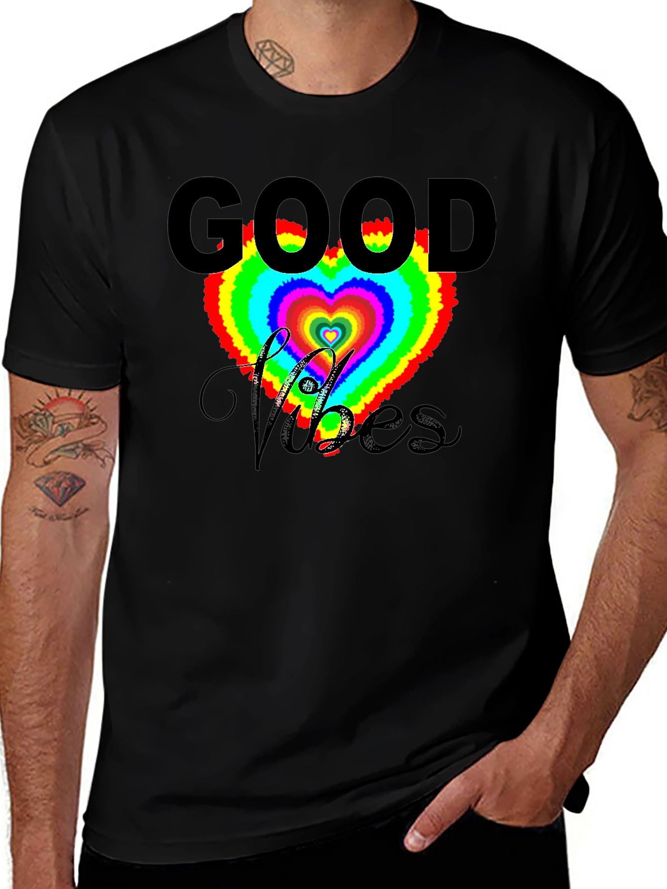 Good Vibes Heart T-Shirt - Black