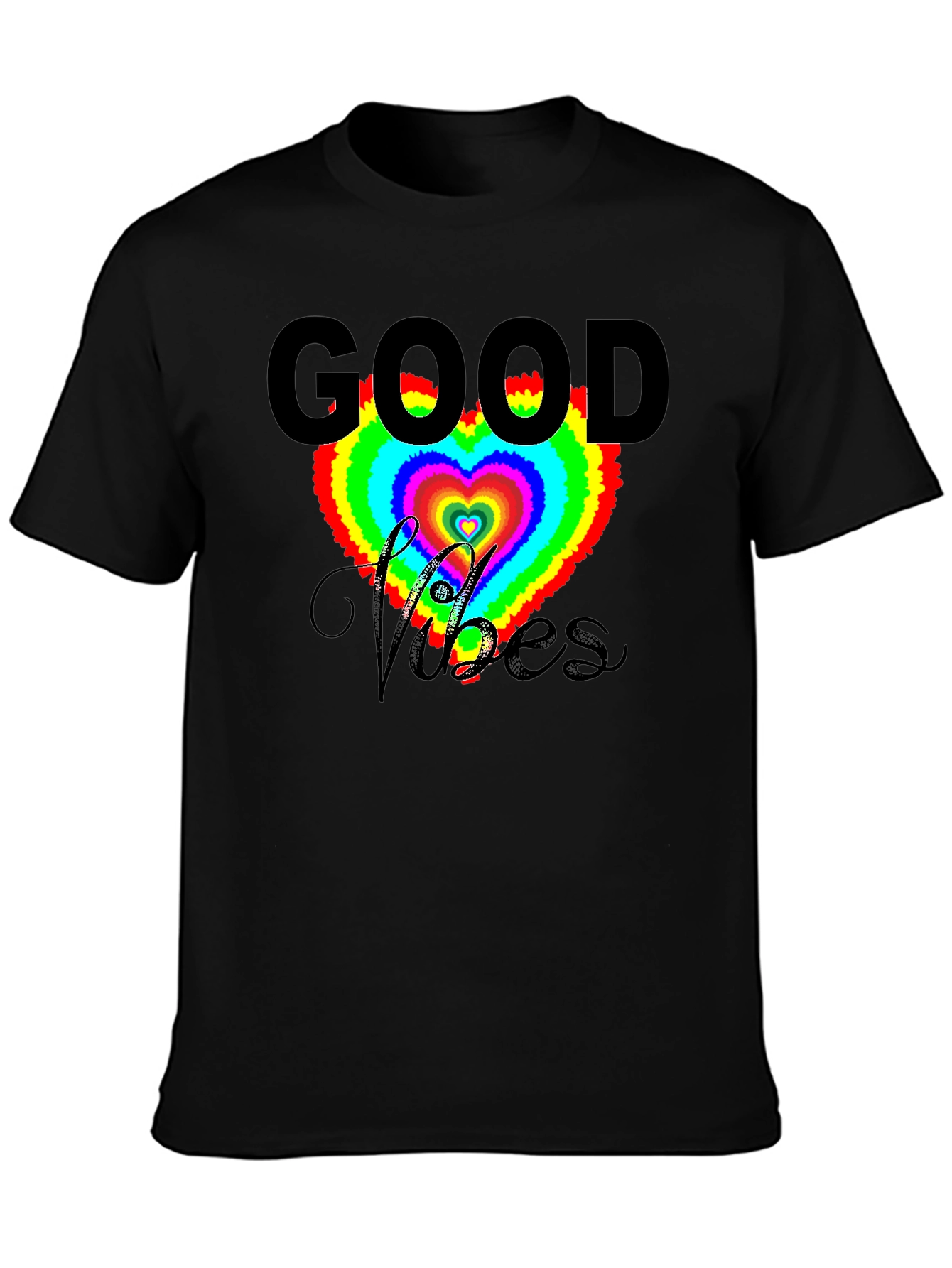 Good Vibes Heart T-Shirt - Black