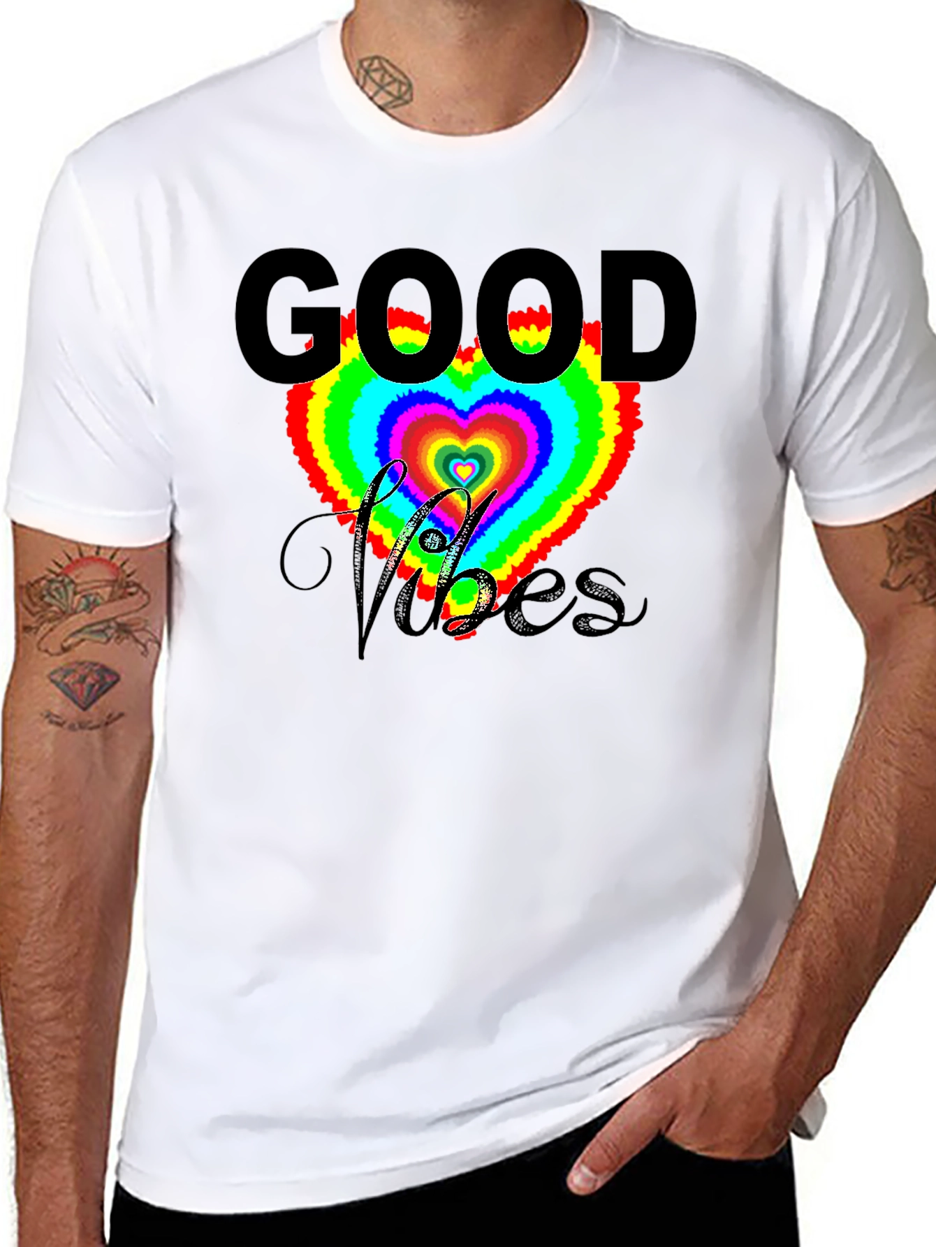 Good Vibes Heart T-Shirt - Black
