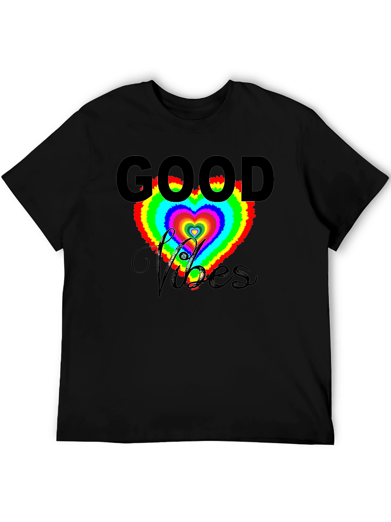 Good Vibes Heart T-Shirt - Black