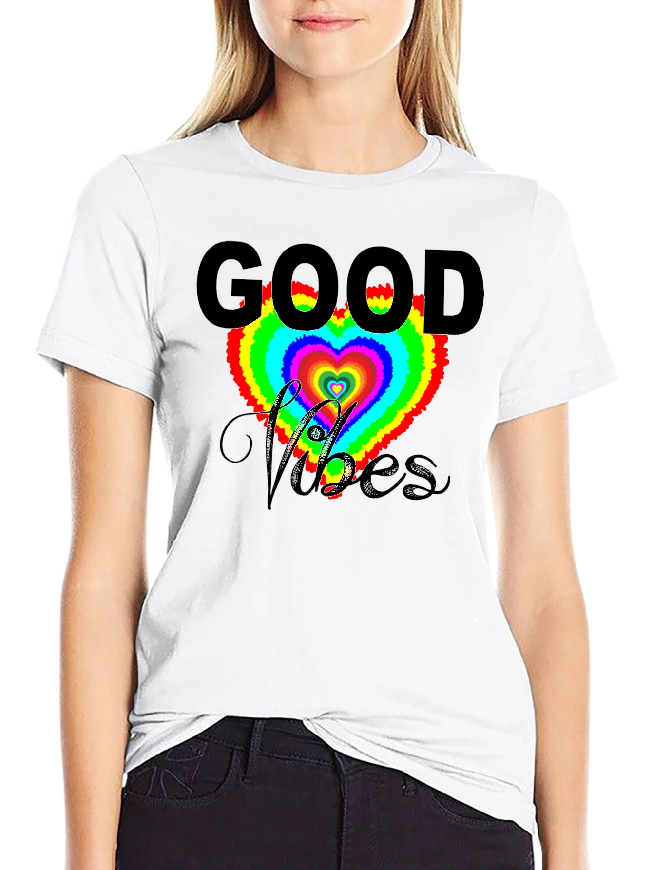 Good Vibes Heart T-Shirt - Black