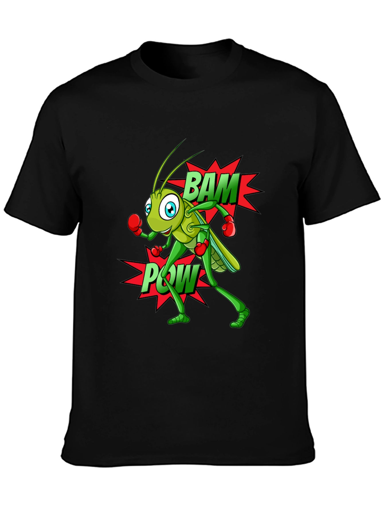 Funny Boxing Grasshopper Black T-Shirt