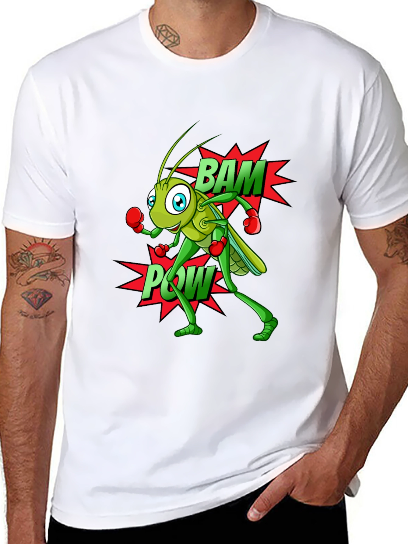 Funny Boxing Grasshopper Black T-Shirt