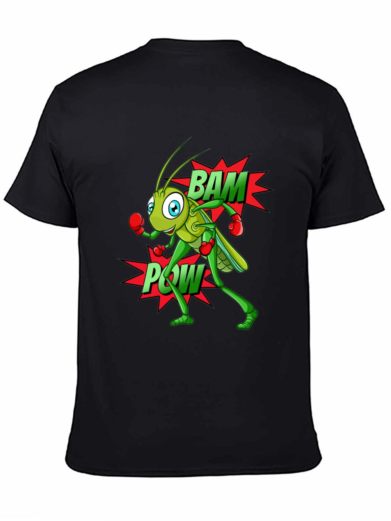 Funny Boxing Grasshopper Black T-Shirt