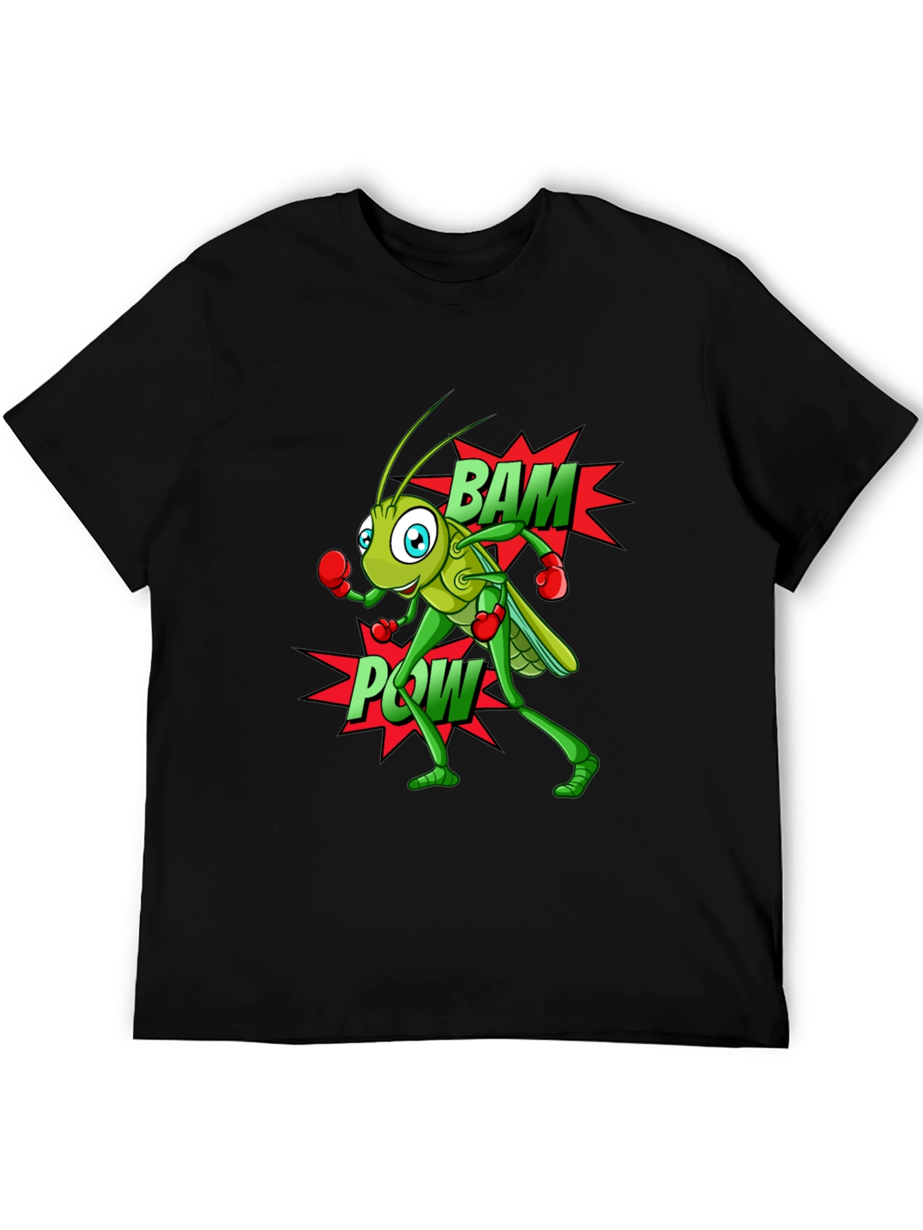 Funny Boxing Grasshopper Black T-Shirt