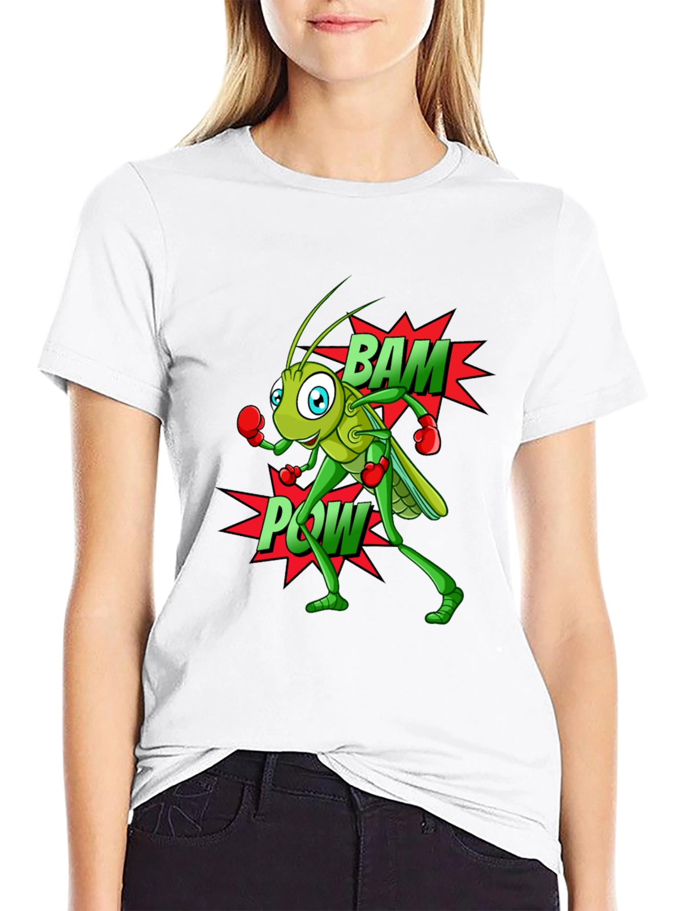 Funny Boxing Grasshopper Black T-Shirt