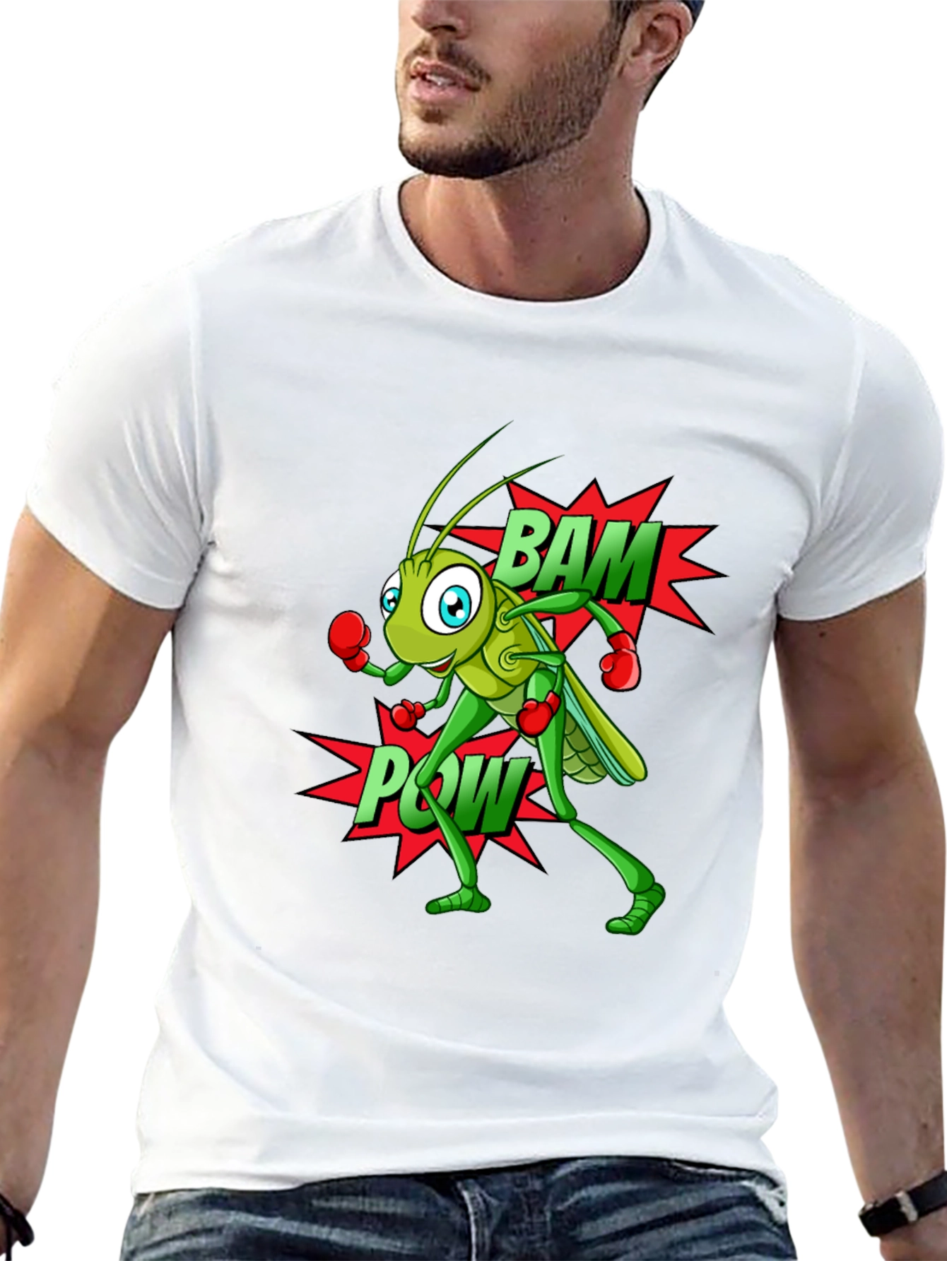 Funny Boxing Grasshopper Black T-Shirt