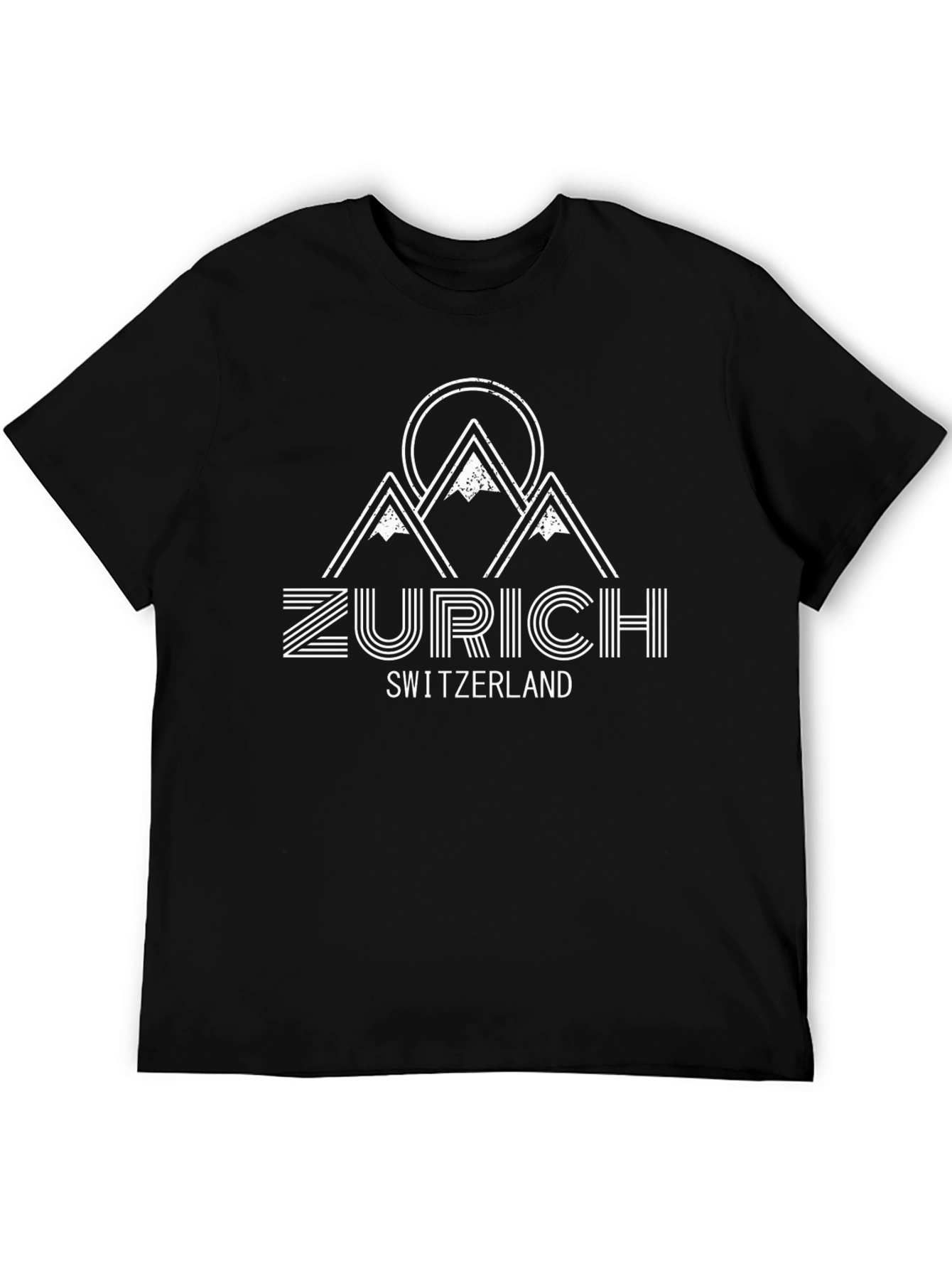 Zurich Switzerland Mountain Graphic Tee - Black