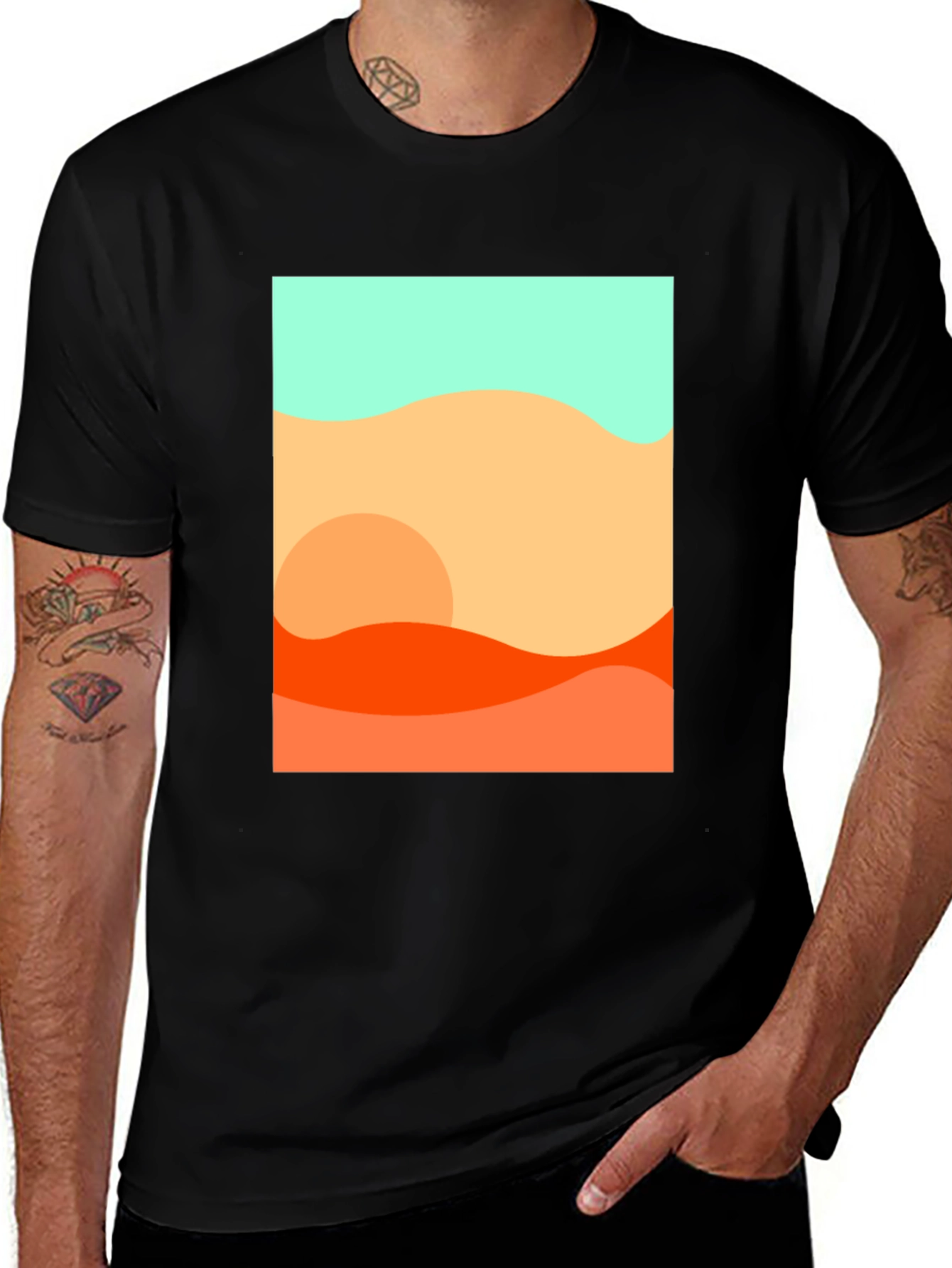 Abstract Desert Graphic Tee - Modern Black T-Shirt