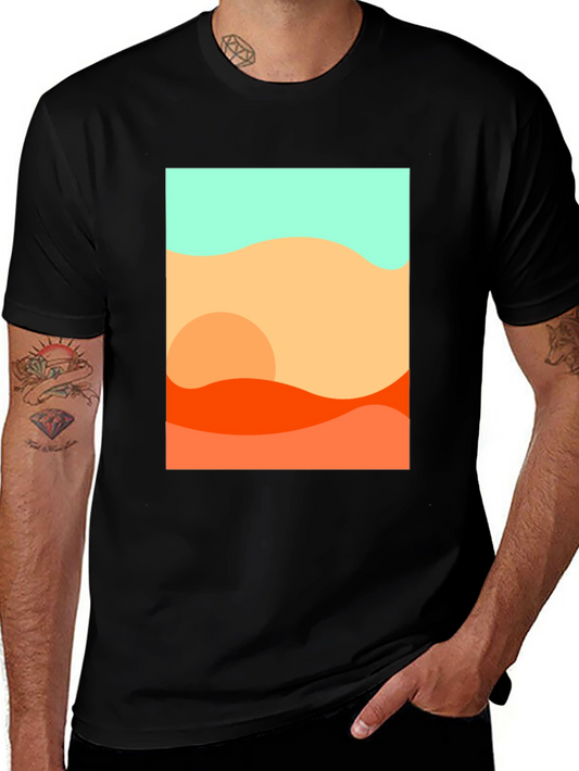 Abstract Desert Graphic Tee - Modern Black T-Shirt