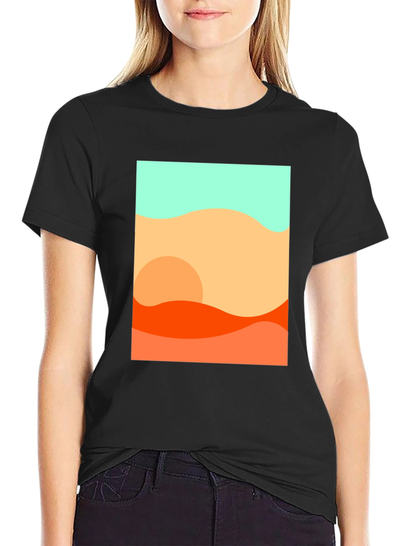 Abstract Desert Graphic Tee - Modern Black T-Shirt