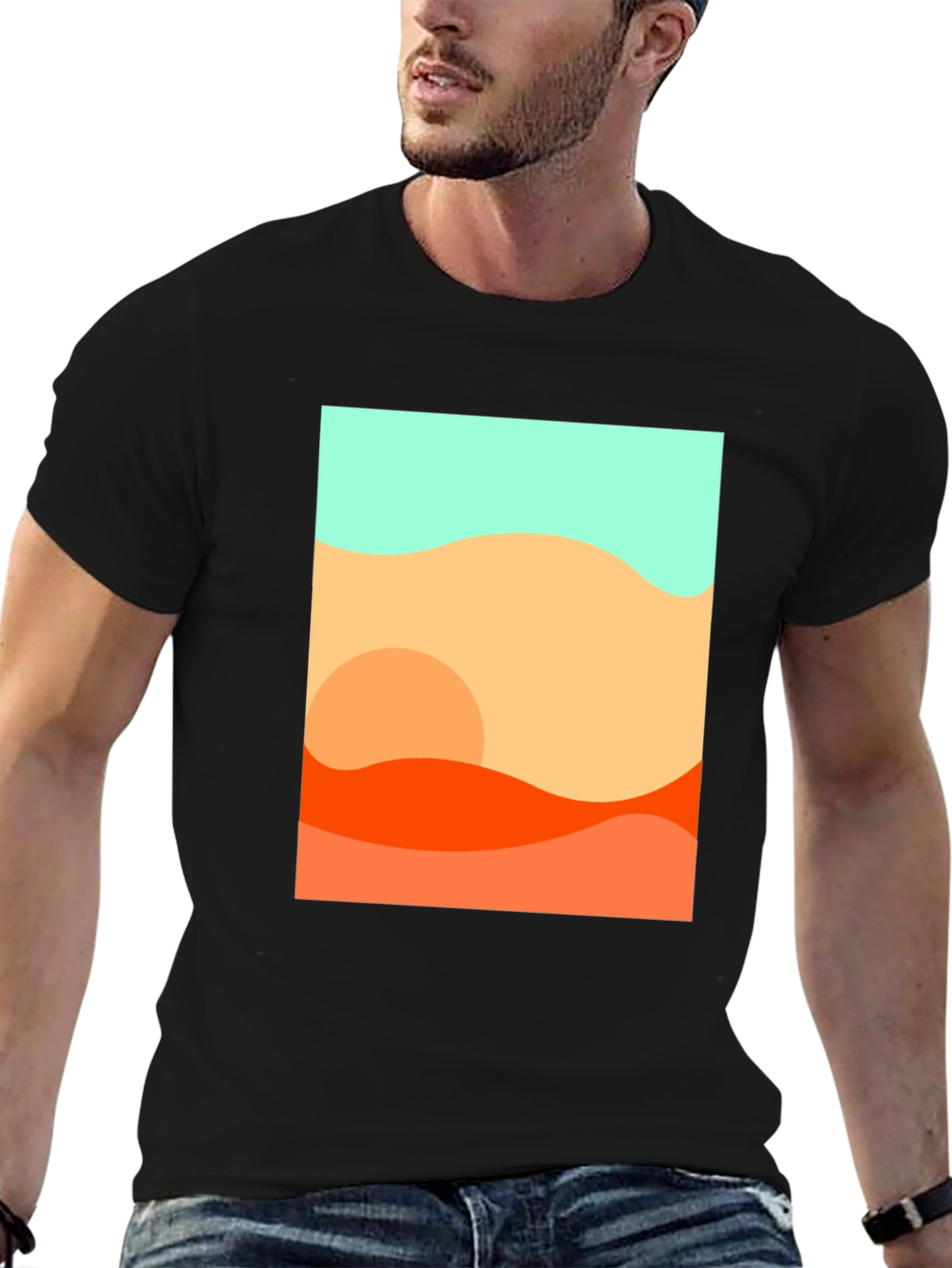 Abstract Desert Graphic Tee - Modern Black T-Shirt