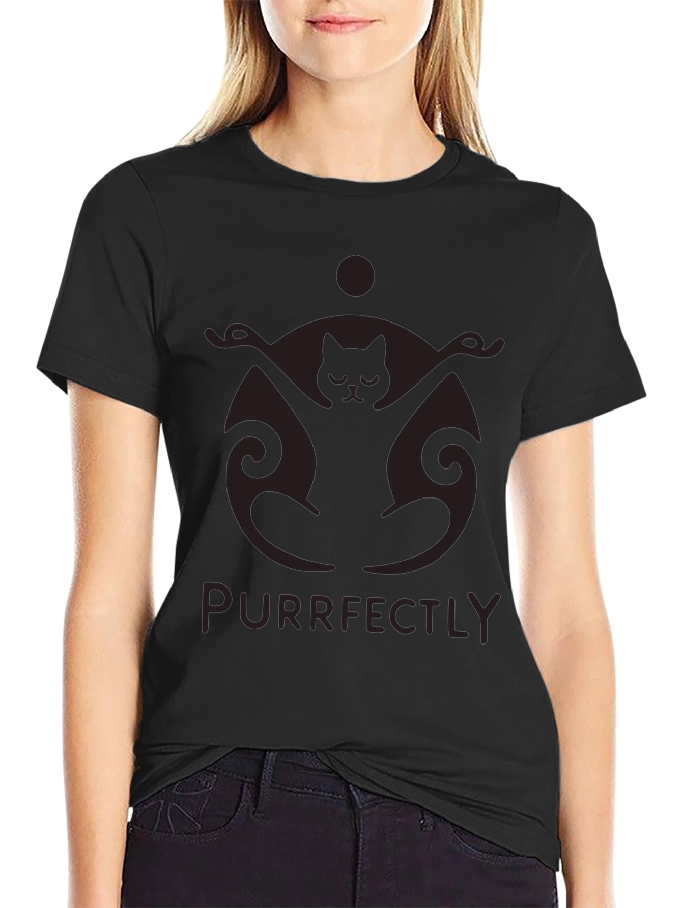 Purrfectly Meditating Cat T-Shirt - Yoga Zen