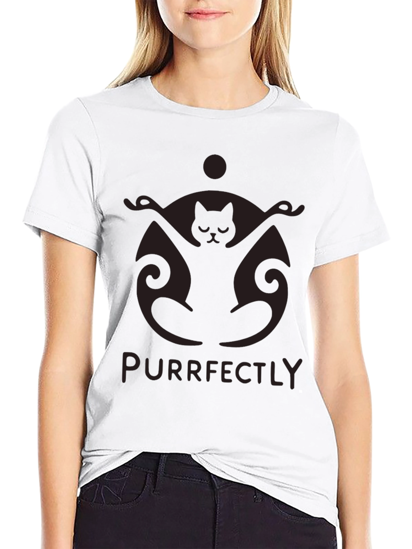 Purrfectly Meditating Cat T-Shirt - Yoga Zen