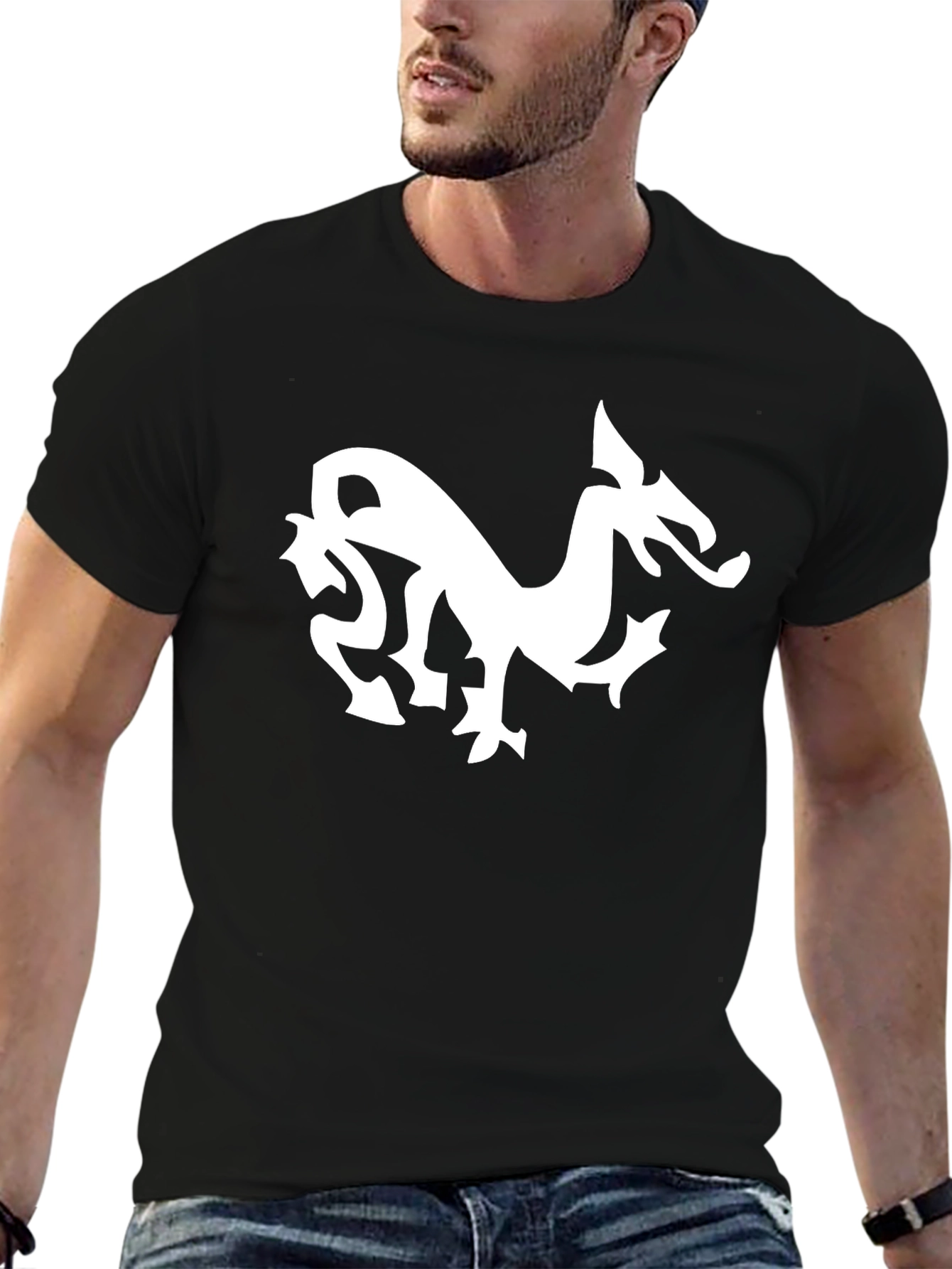 Dragon Graphic Tee - Black Cotton Blend