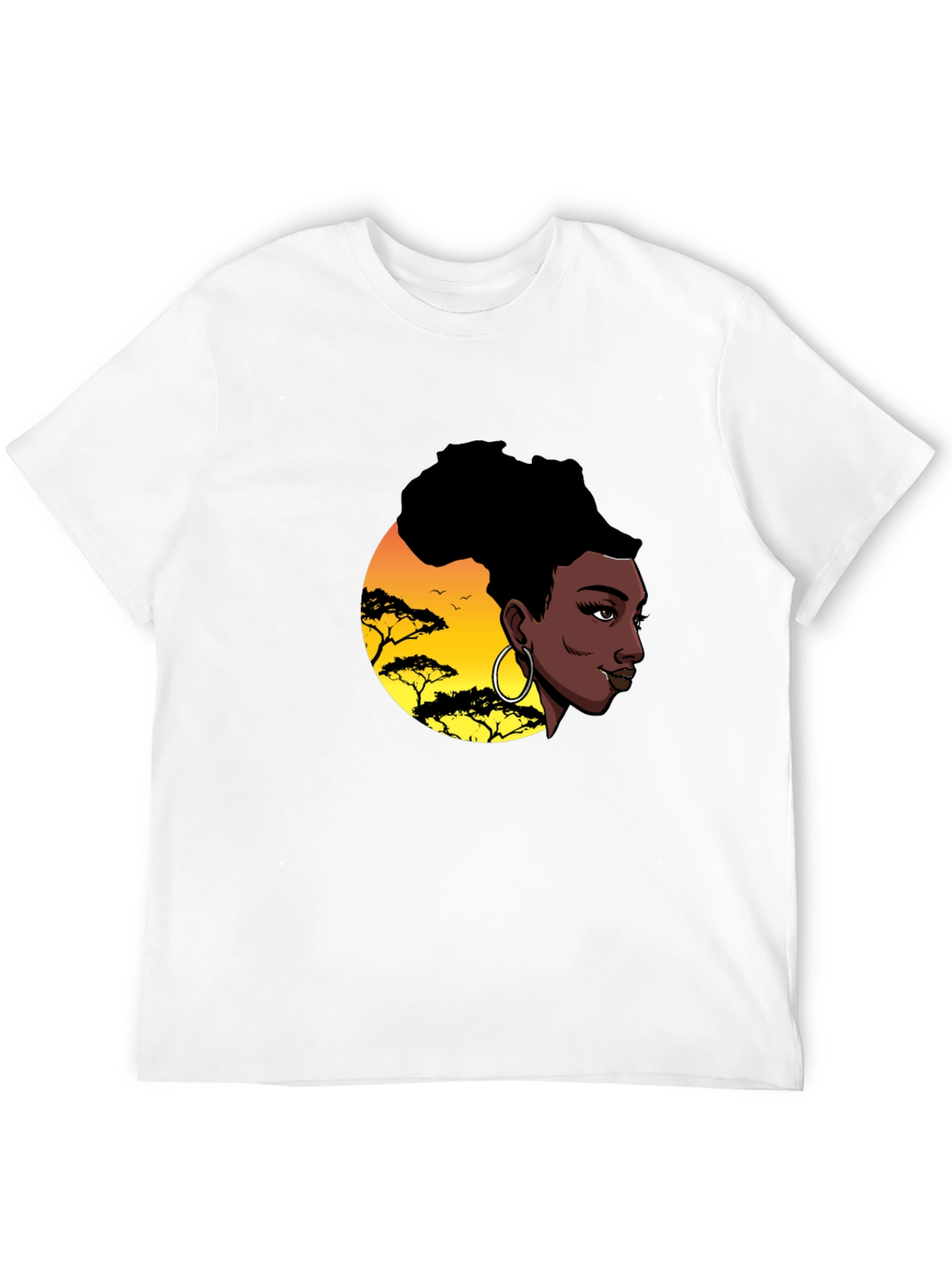 Stylish Black T-Shirt with African Sunset Graphic